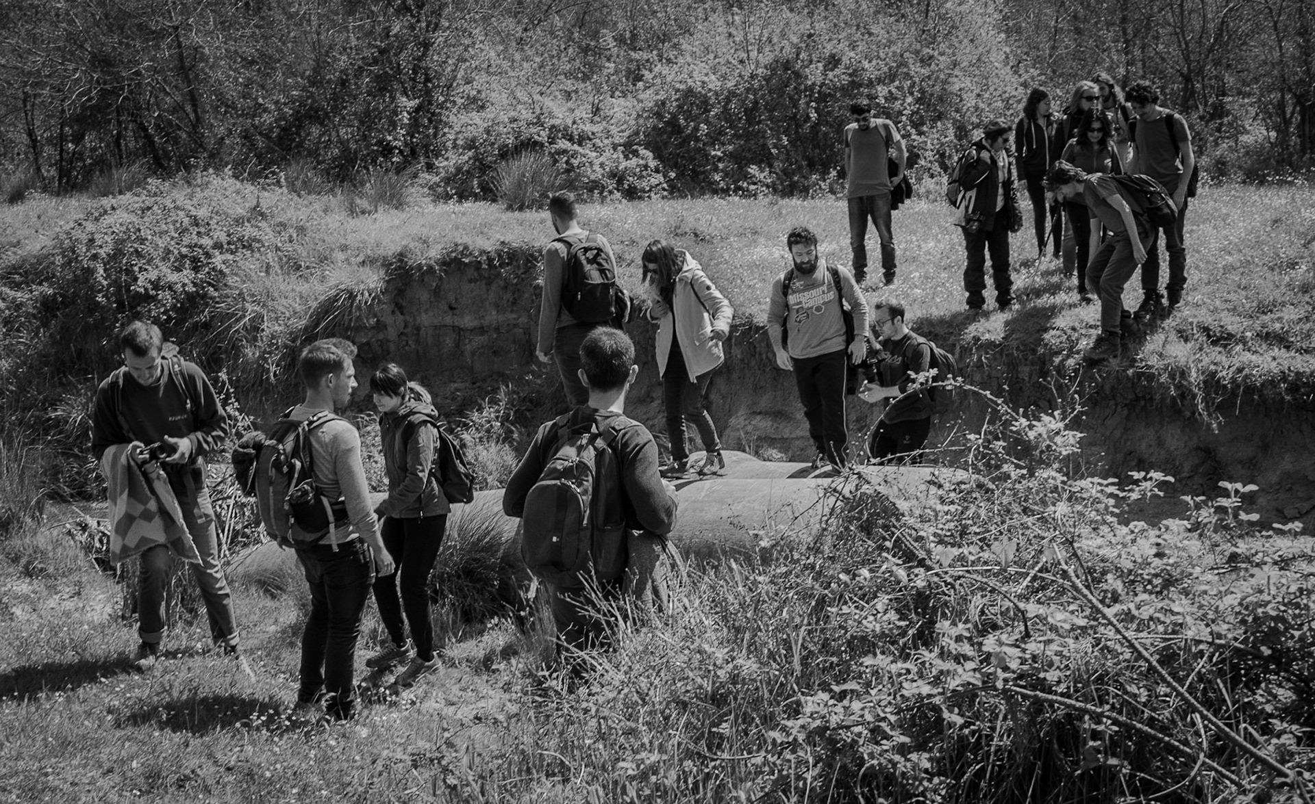 the first Sazlıdere flower meadow: crossing the Sazlıdere by a pipe-bridge