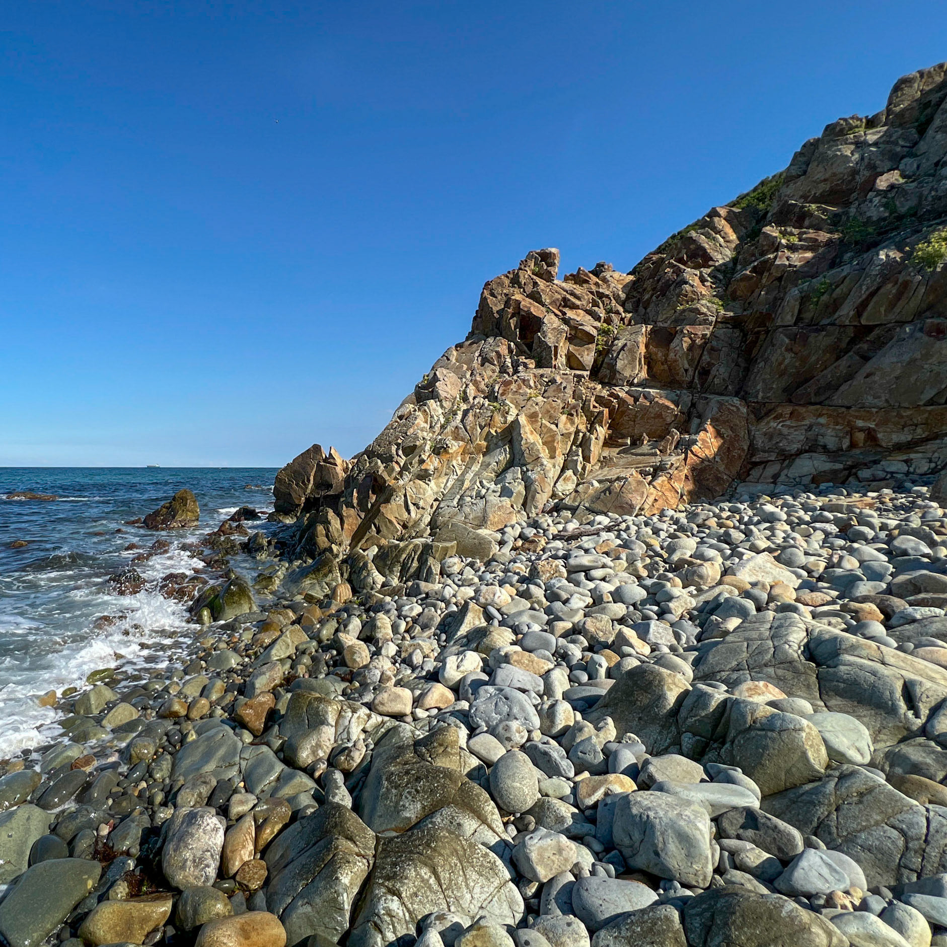 heading west along the Black Sea shore: stony bay and headland