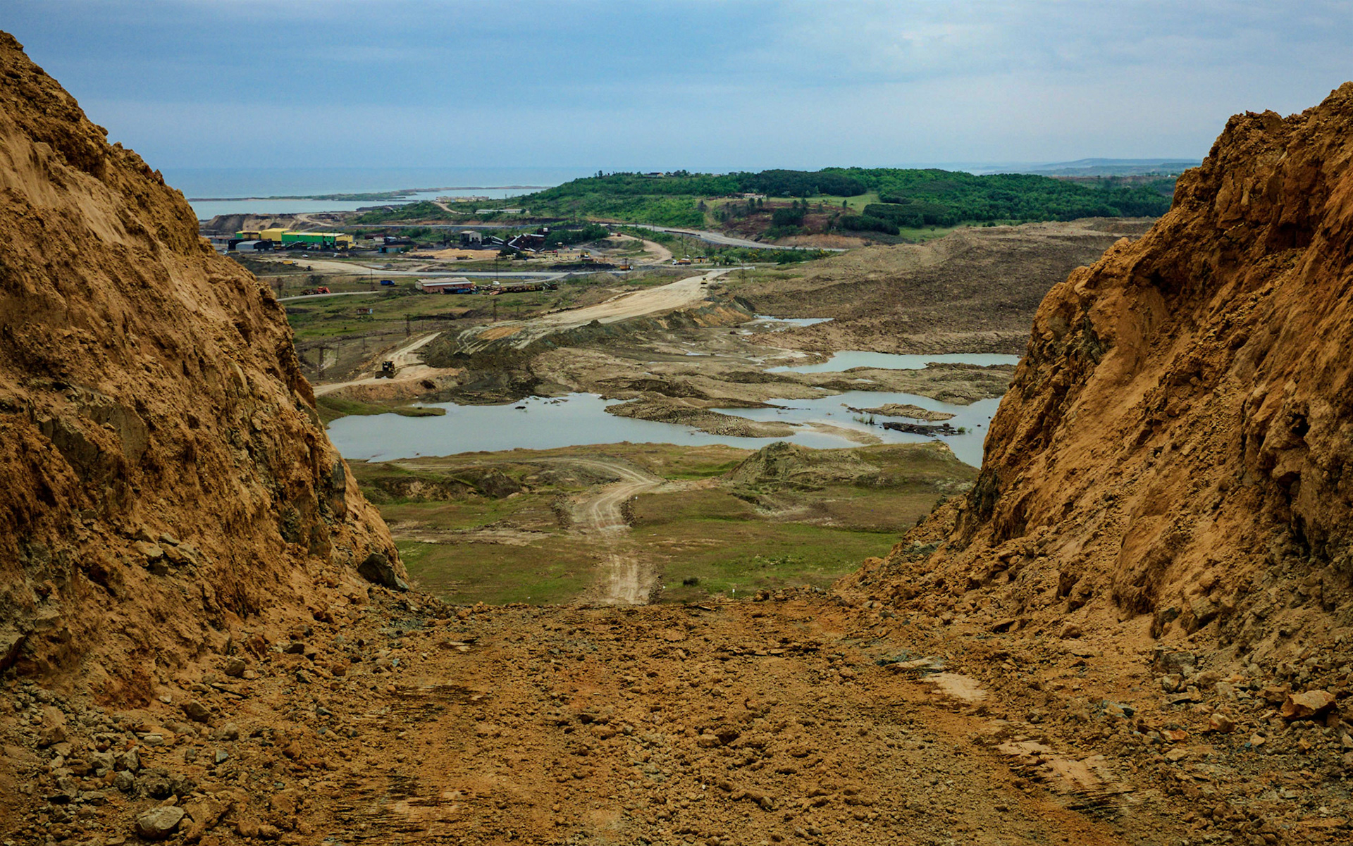 Yeniköy: active opencast mine-workings looking towards the Black Sea