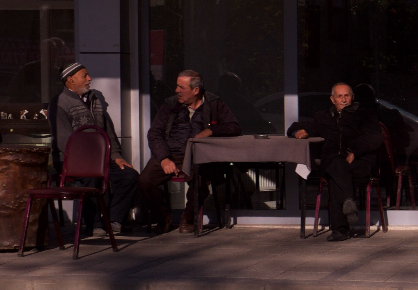 Ömerli: 3 local men drinking tea and looking like they're in the Godfather