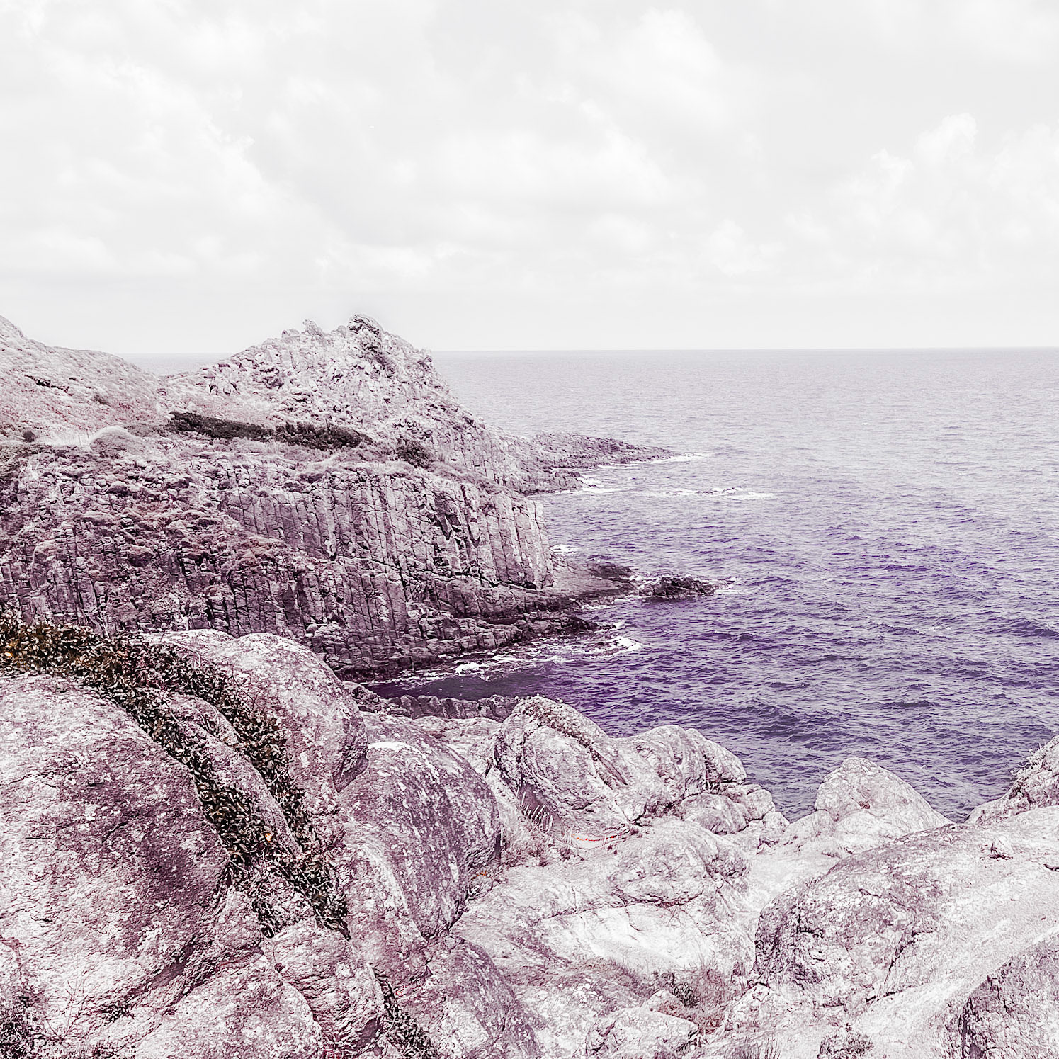 Karaburun basalt rock formations: view