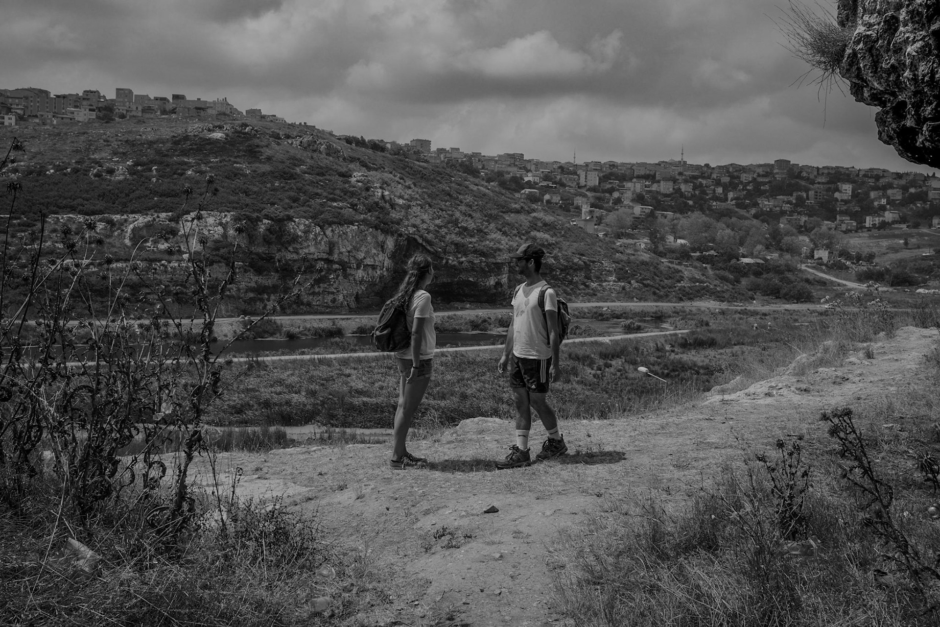 Yarımburgaz cave: a romantic moment between hikers outside the cave