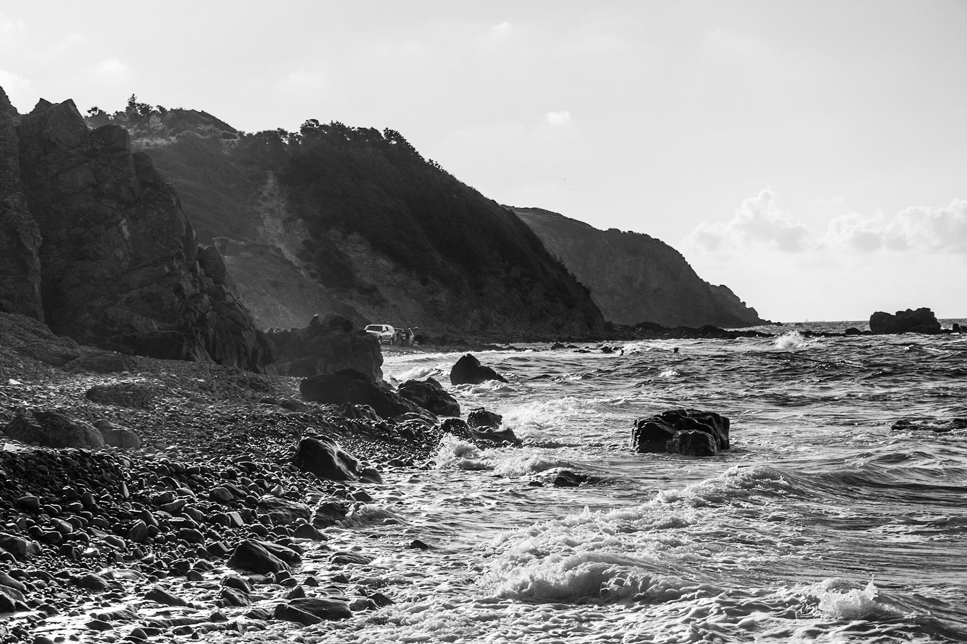 between the English Houses and Riva: a view west along the shore