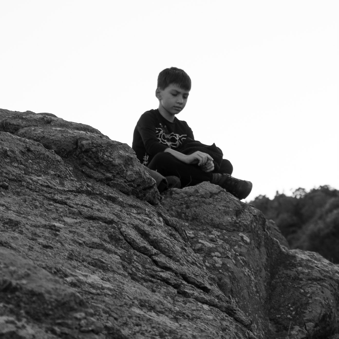 heading west along the line of the Black Sea: a pensive boy