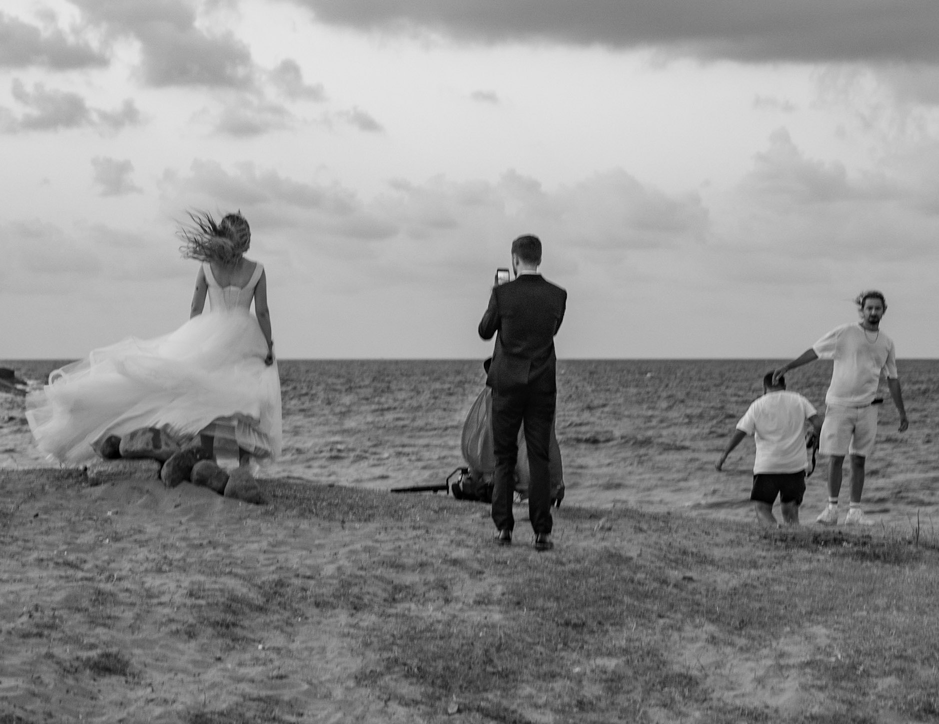between the 'English' houses and Riva: windswept wedding photos