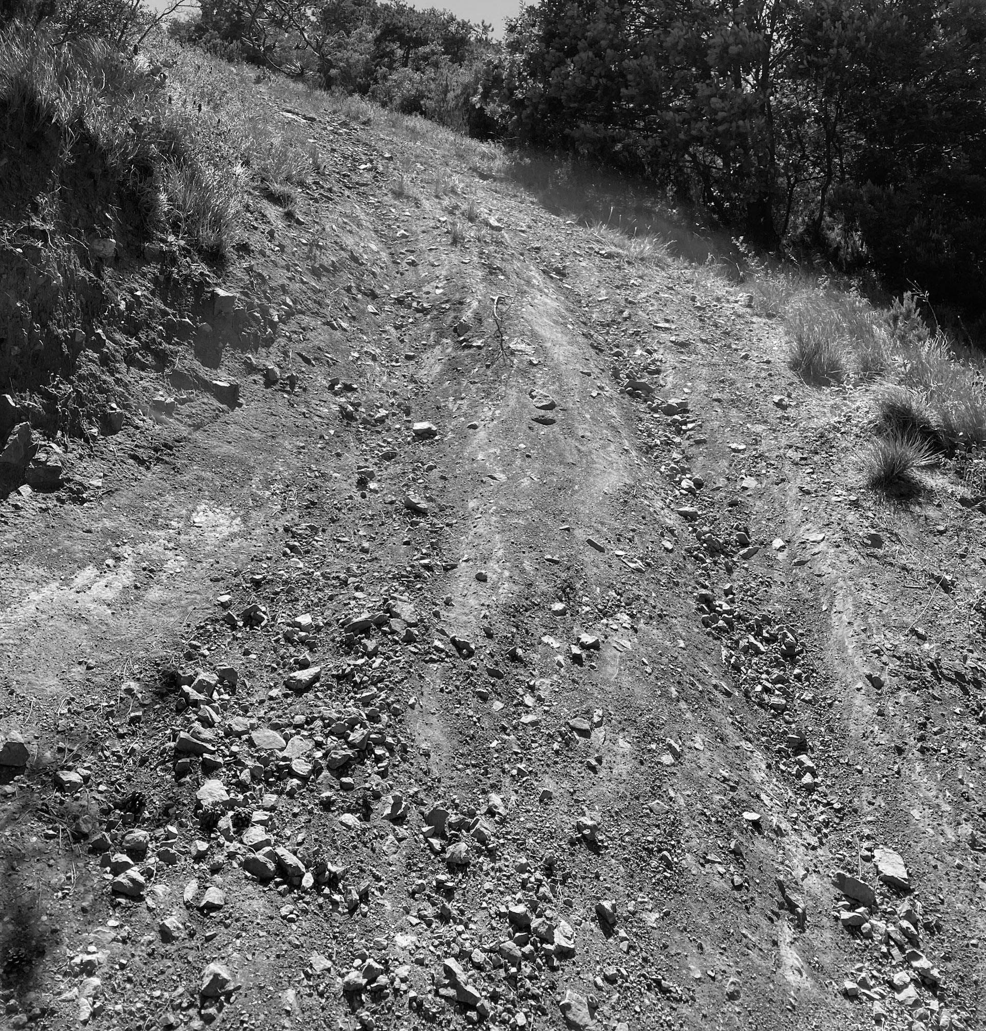 Kayışdaǧ tepesi: the steep descent seen from the lower track