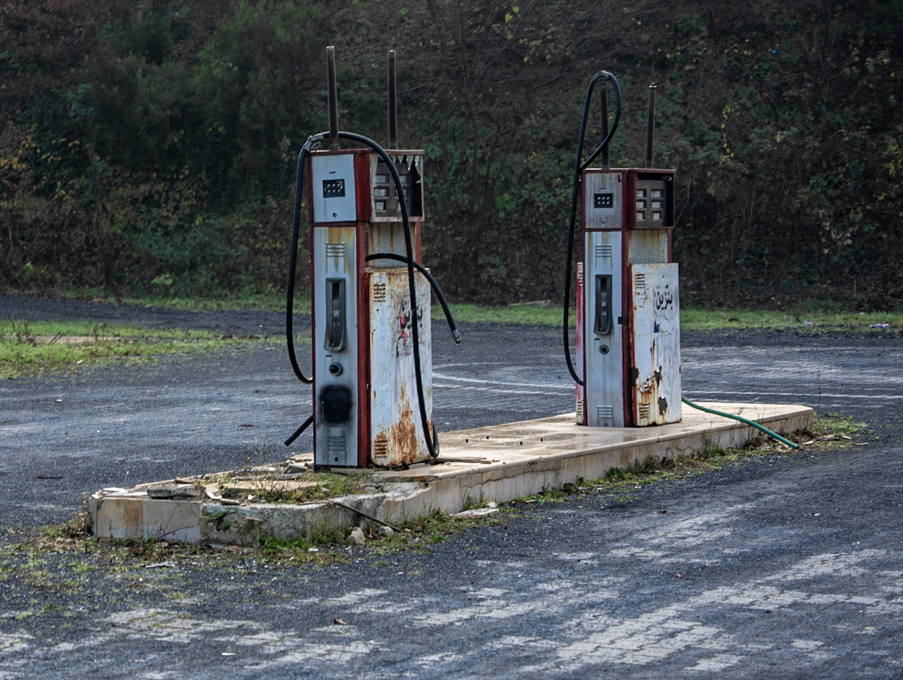 Bozhane: derelict petrol pumps