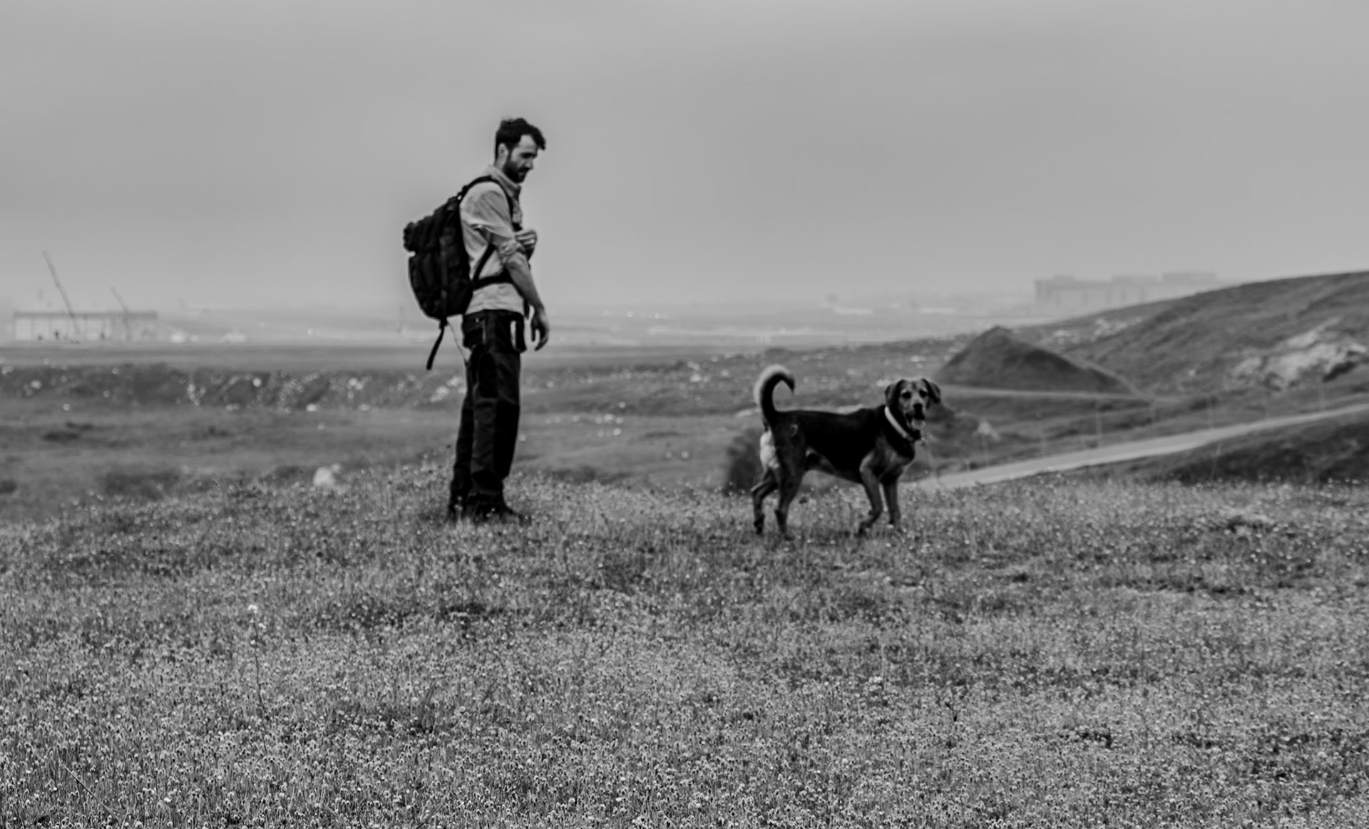 Yeniköy abandoned mineworkings: Ömer with our daydog