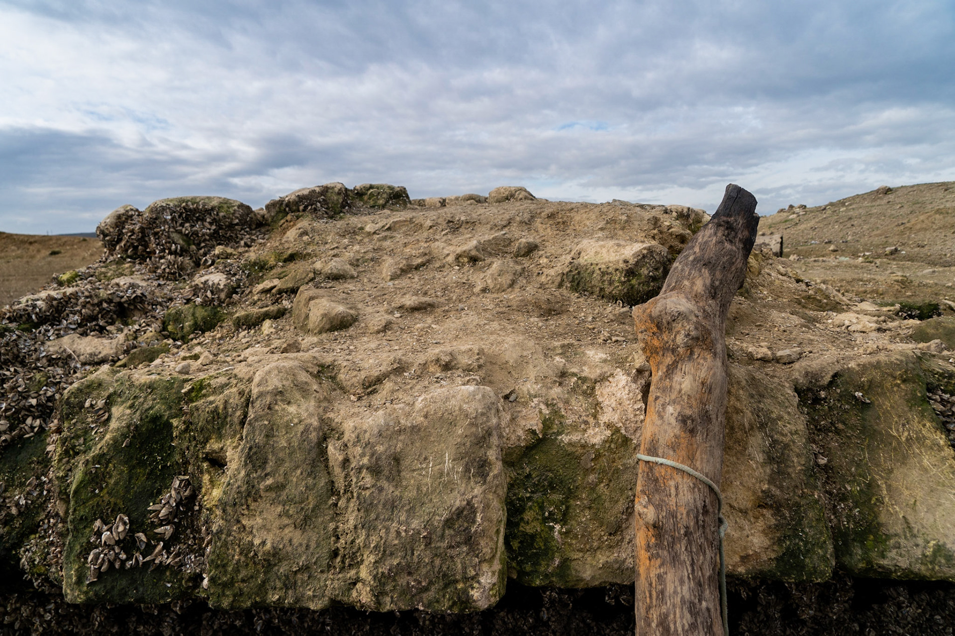Şamlar: the long-submerged Ottoman bridge in the almost-dry Sazlıdere reservoir bed south of the village