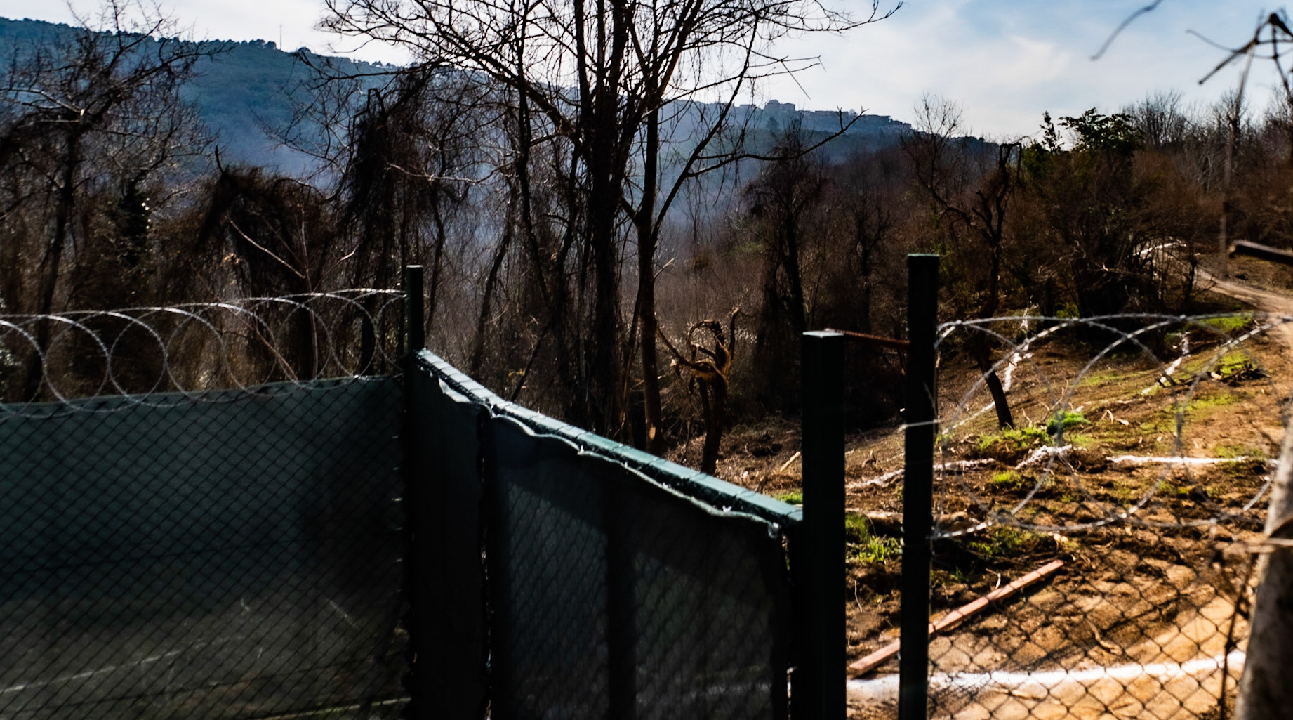 Kirazlı woods: the northern perimeter fence and gate