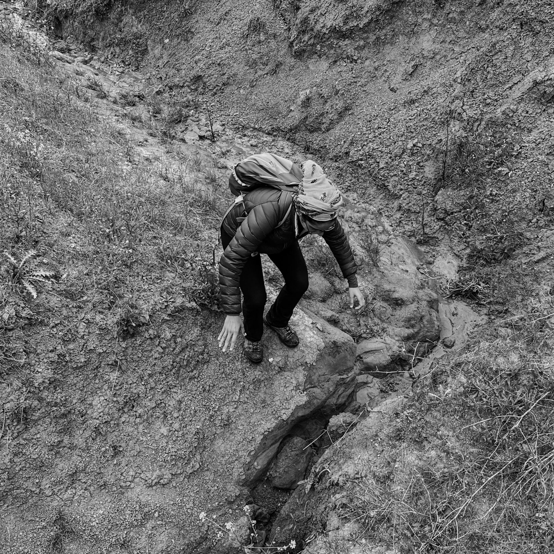 Yeniköy abandoned mine-workings: crossing a young stream