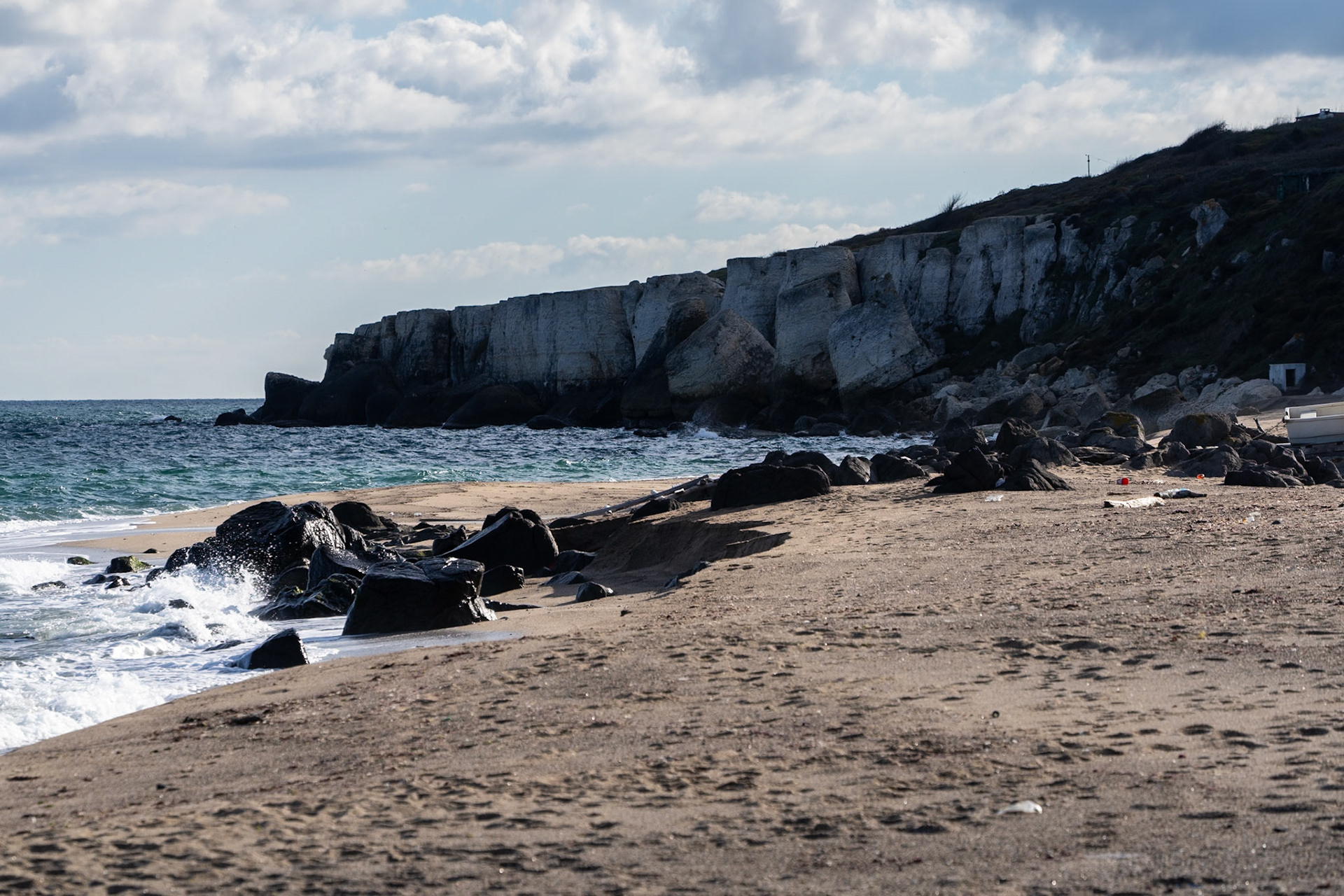 Sahilköy: western beach and rocky shore