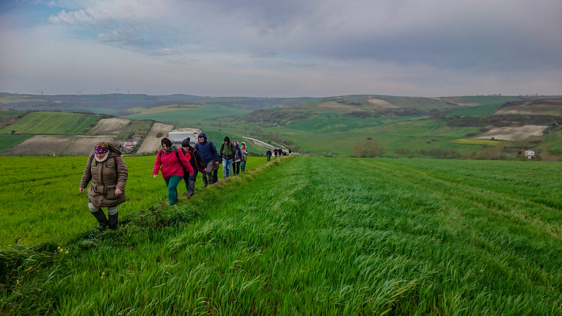 Dursunköy: making our way between fields up the hill west of the village