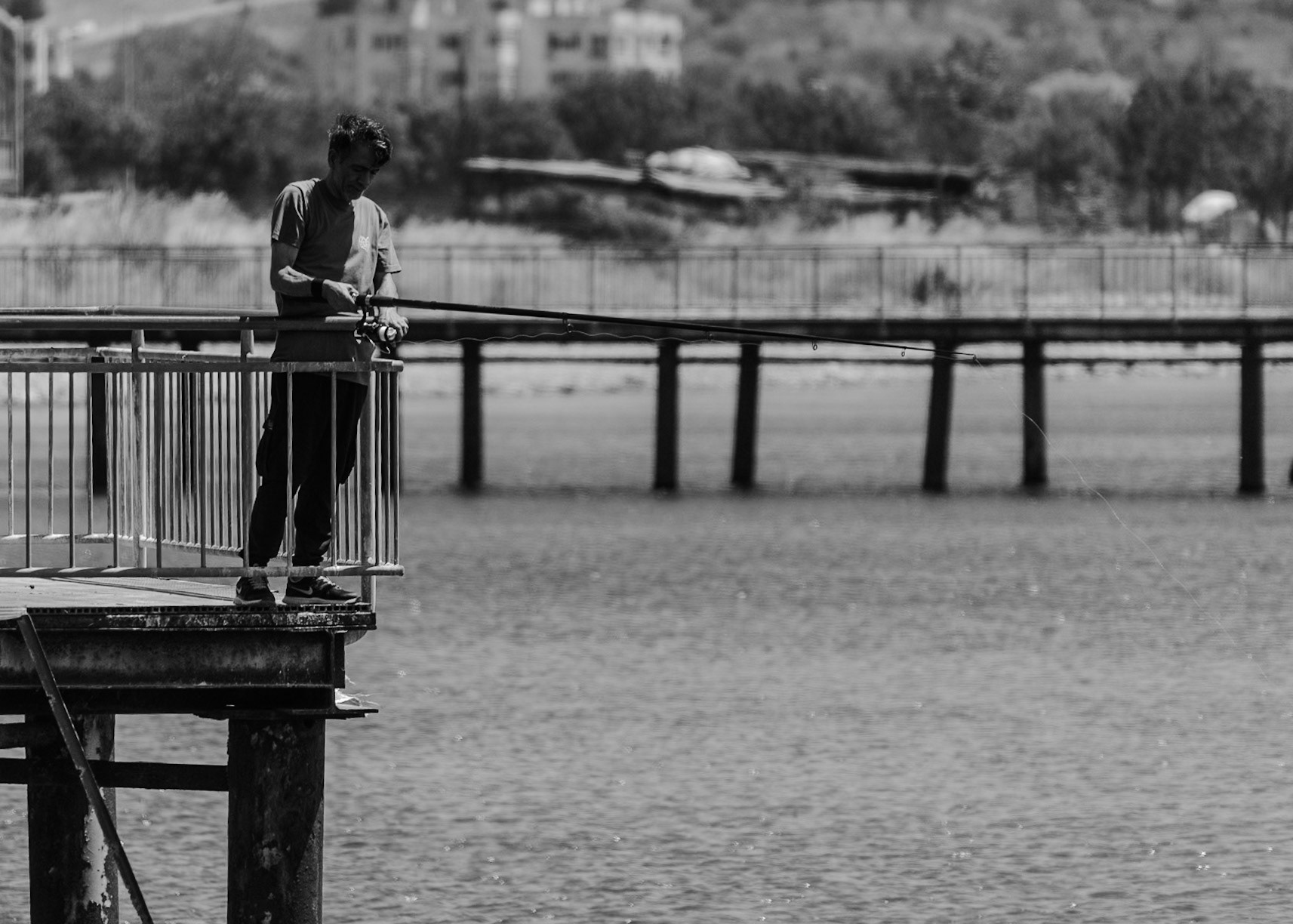 Küçükçekmece causeway: a fisherman