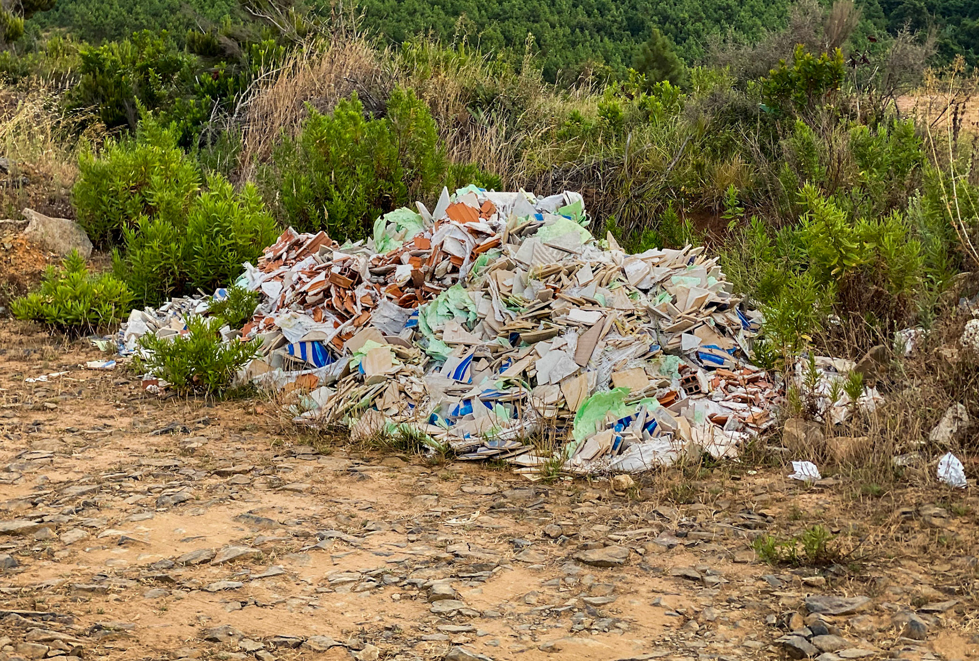 between the 'English' houses and Riva: a pile of rubbish or flotsam