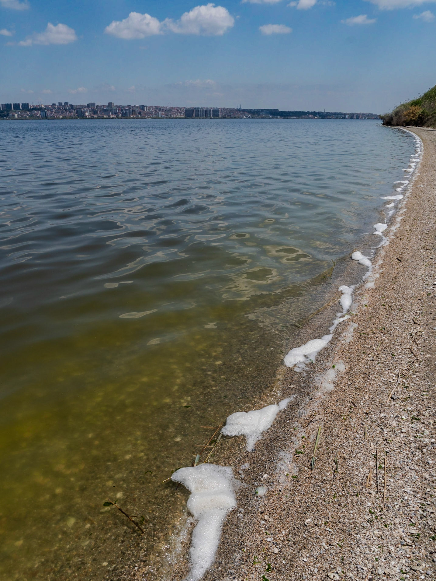 Küçükçekmece western lakeside: detergent pollution along the water's edge