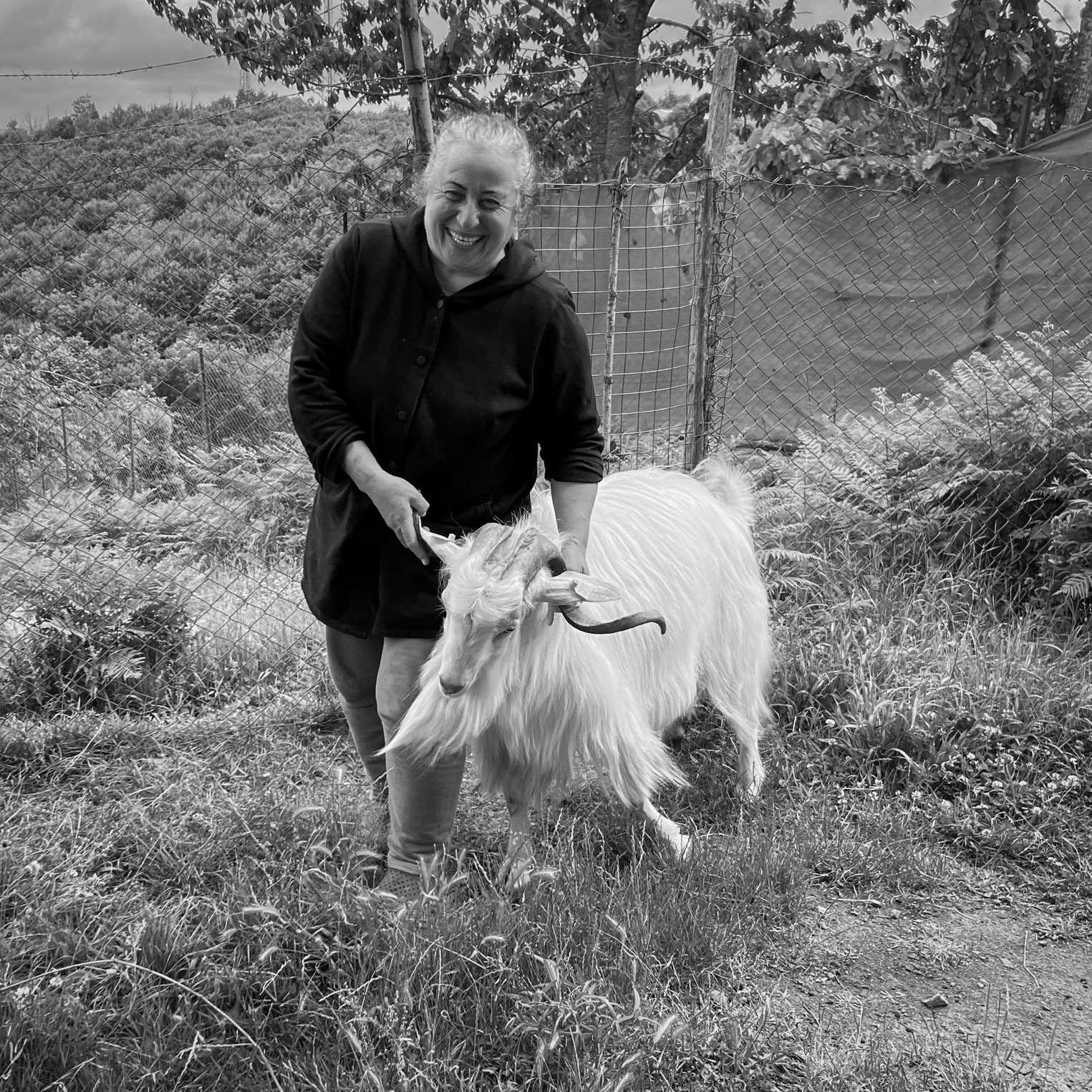 Alibahadır SW descent: white goat and happy owner