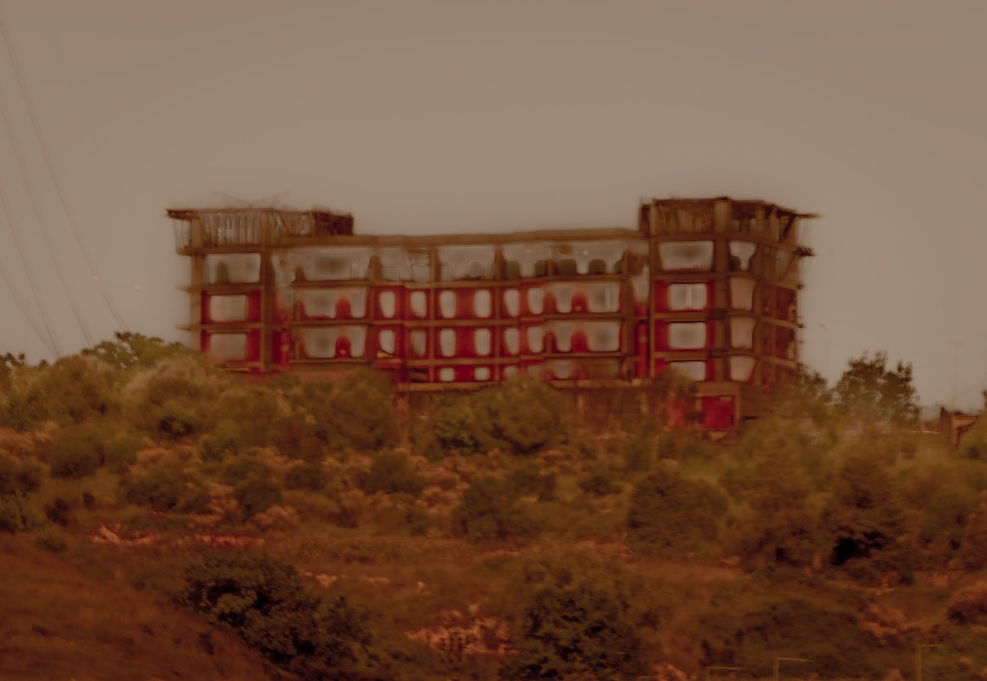 Sazlıdere stagnant river walk: throbbing building