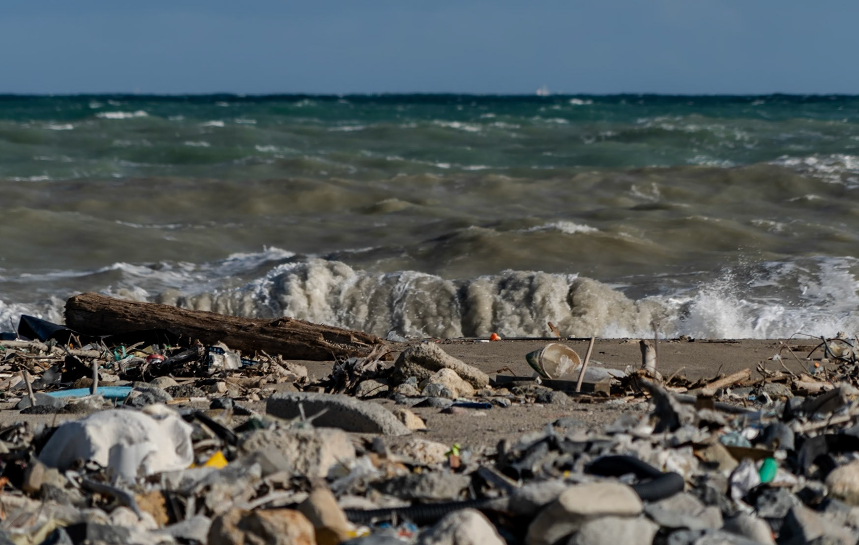 Black Sea coast east of Yeniköy: flotsam, stones and sea