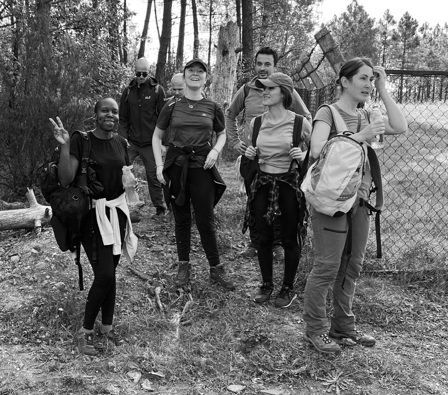Nazik forest: happy hikers