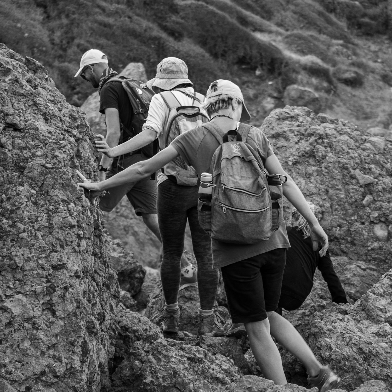 between the English Houses and Riva: making our way over shore rocks