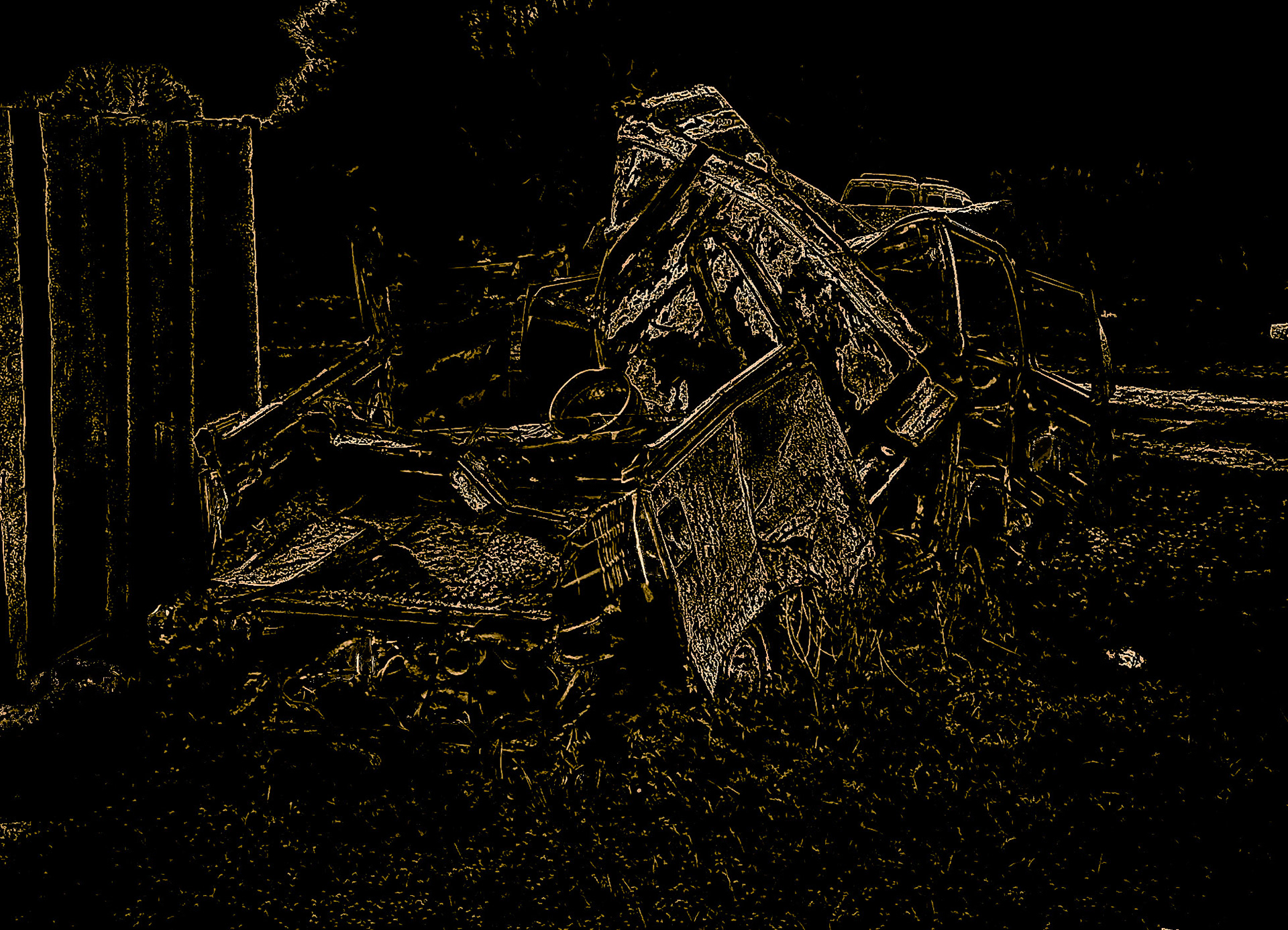 between Yeniköy and Terkos: wrecked vehicle