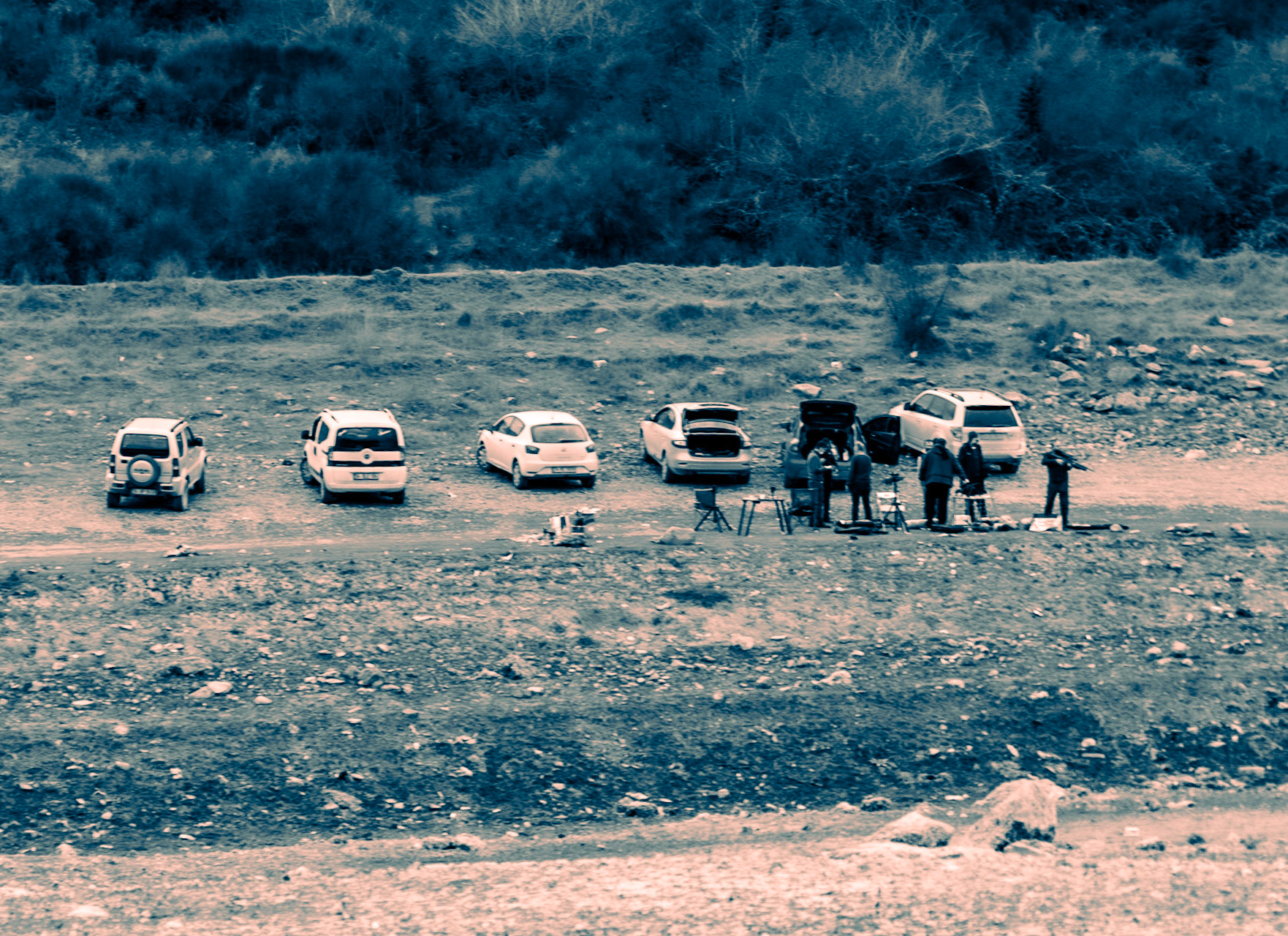 Şamlar: shooting practice in the almost-dry Sazlıdere reservoir bed south of the village