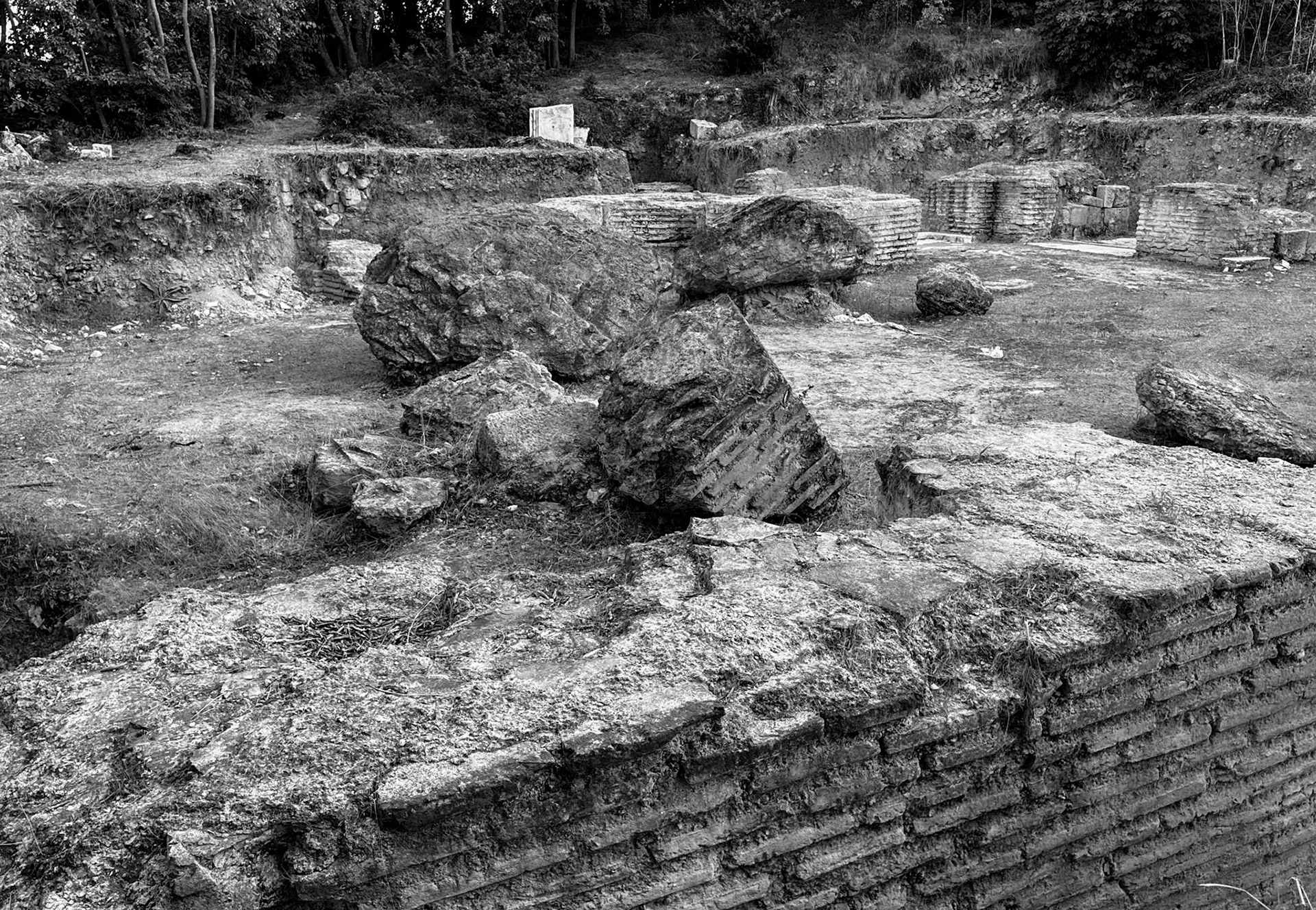 Bathonea north: partly-excavated Roman constructions