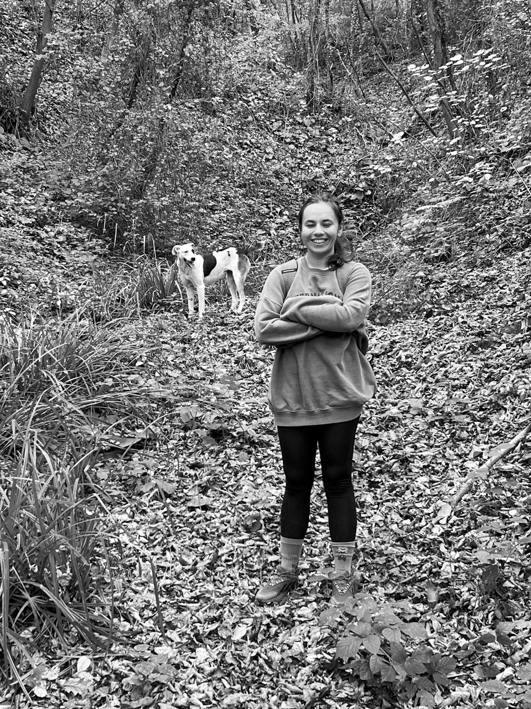 upper Mahmut Şevket Paşa woods: happy hiker and happy daydog