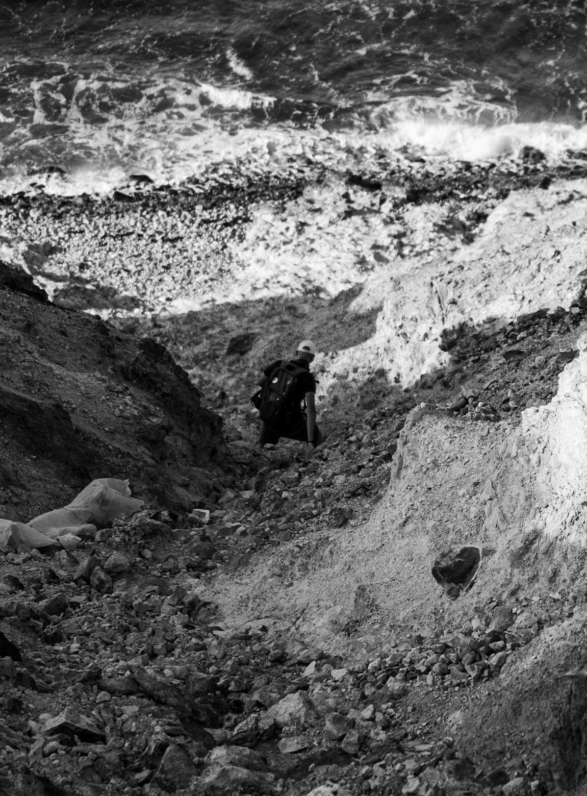 the English Houses: descending the cliff to the west