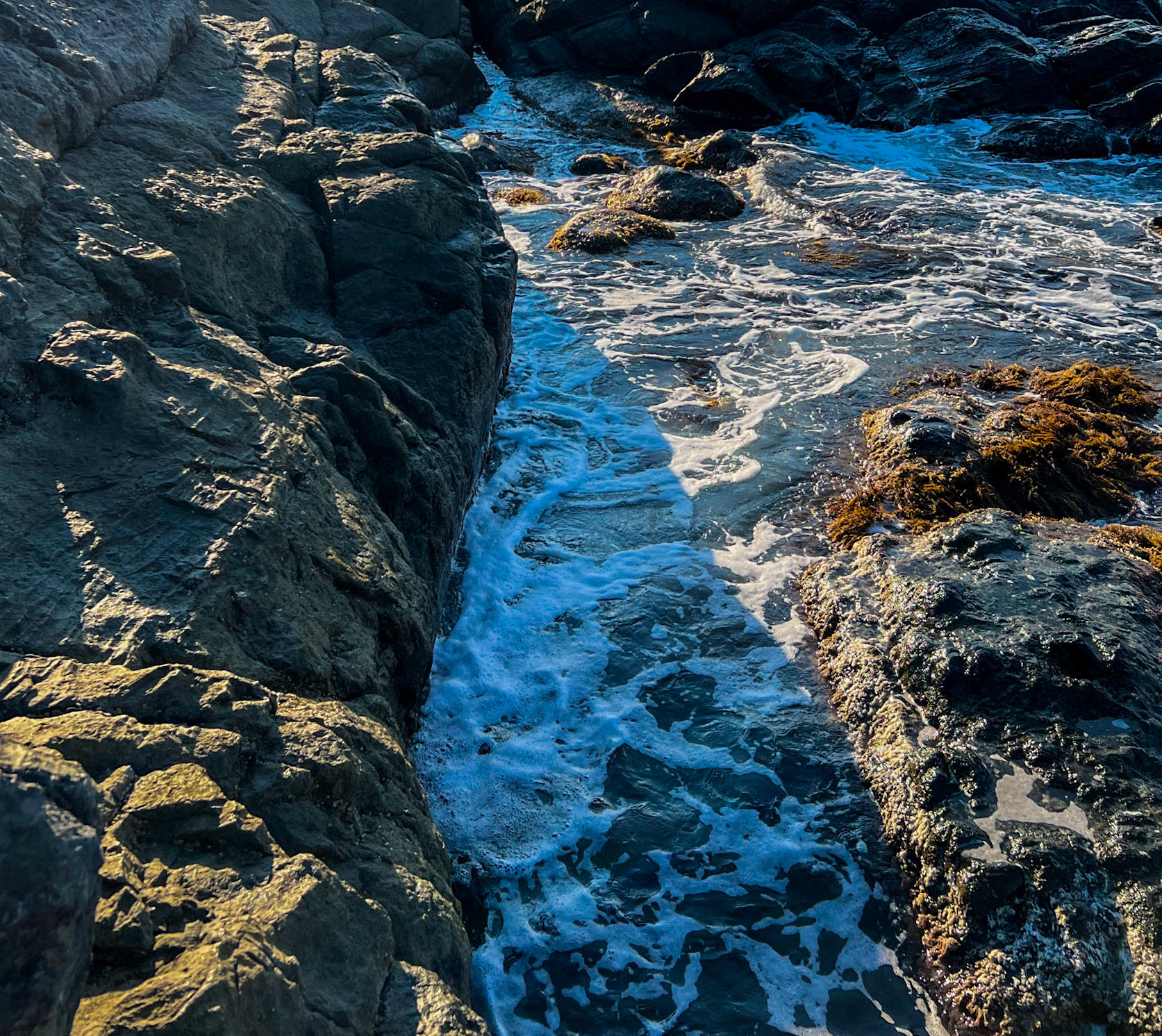 heading west along the line of the Black Sea: foamy sea