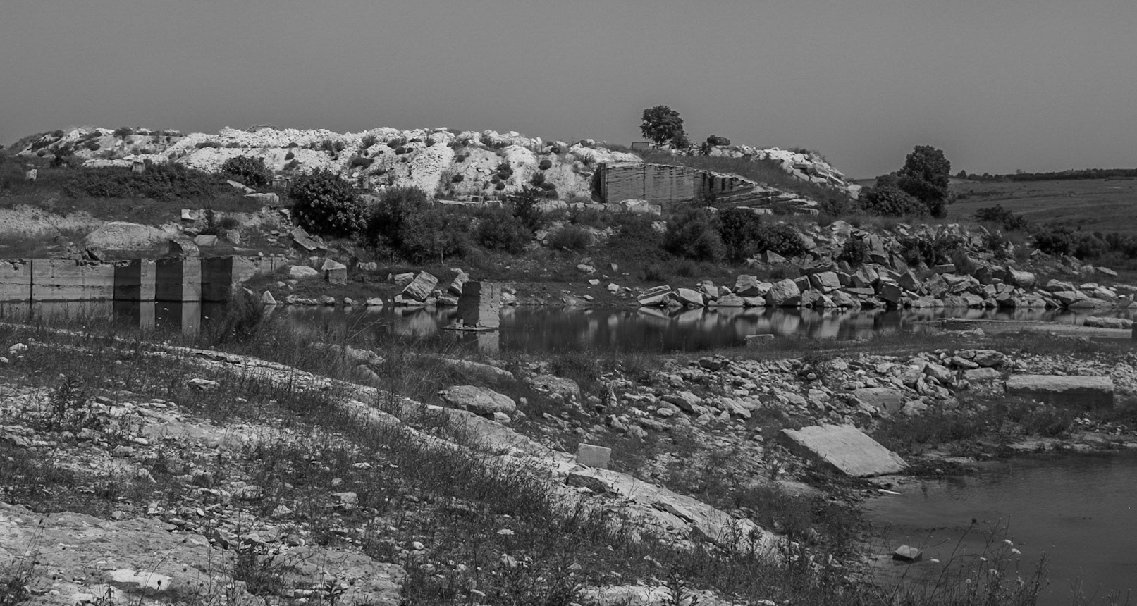 the Sazlıdere quarry: stones reflected in the big pool