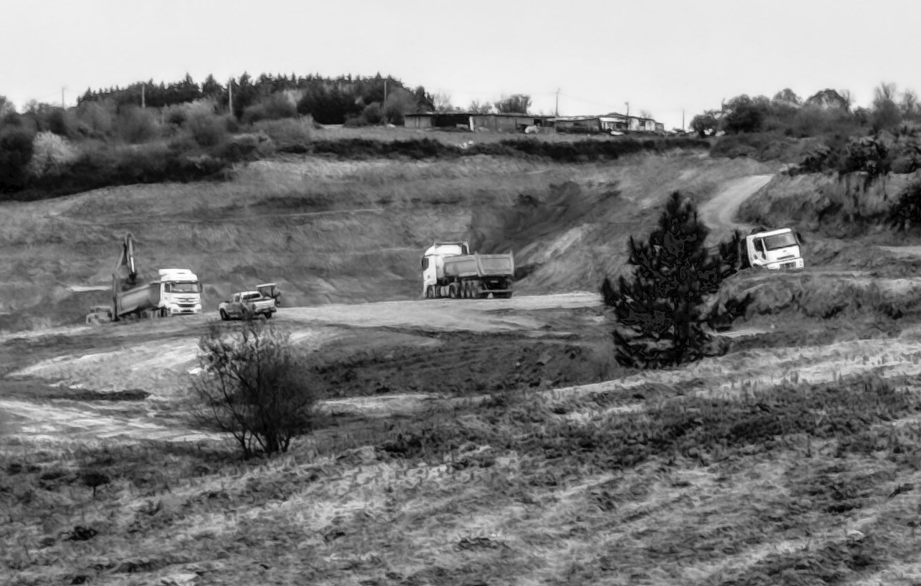 between Yeniköy and Terkos: landfill trucks