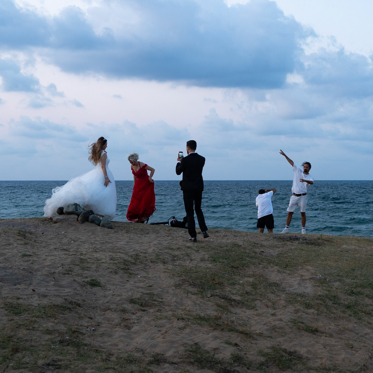 between the 'English' houses and Riva: windswept wedding photos