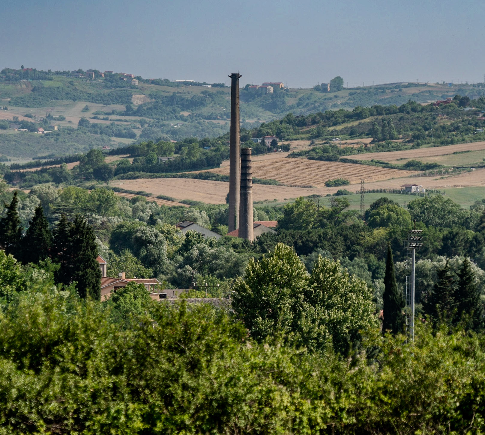 Terkos: the old waterworks chimneys seen from the north