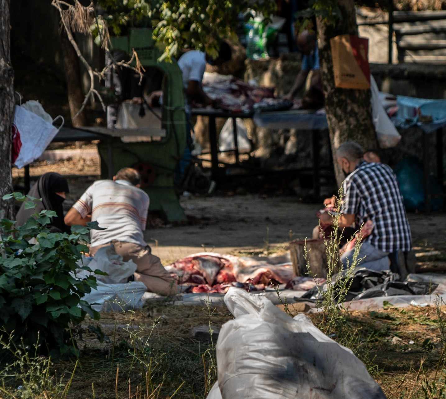 Cebeci: cutting just-slaughtered meat (the slaughtering place is behind)