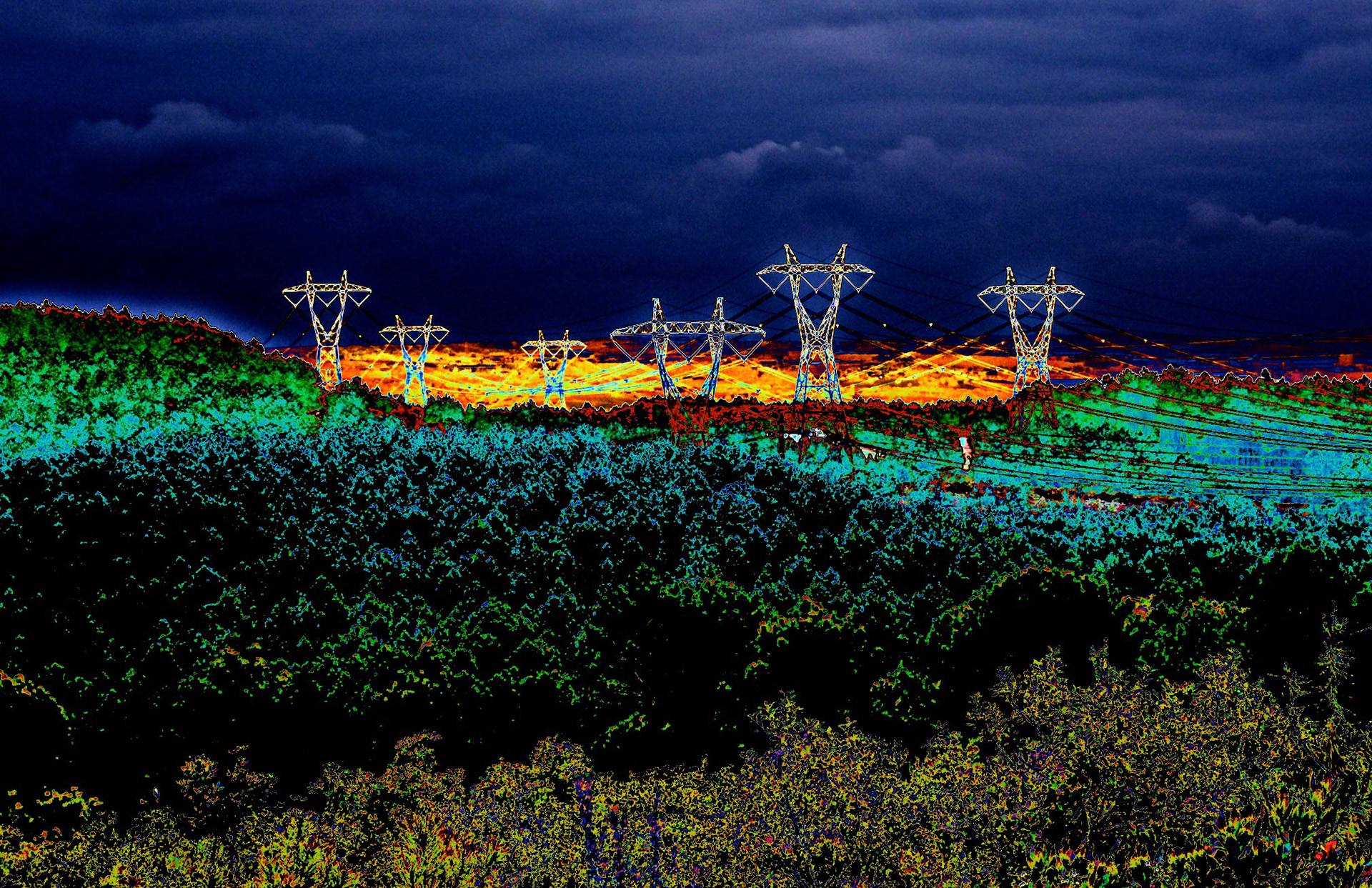 pylons - looking east from the top of the hill between Kavaklı &amp; Kurna