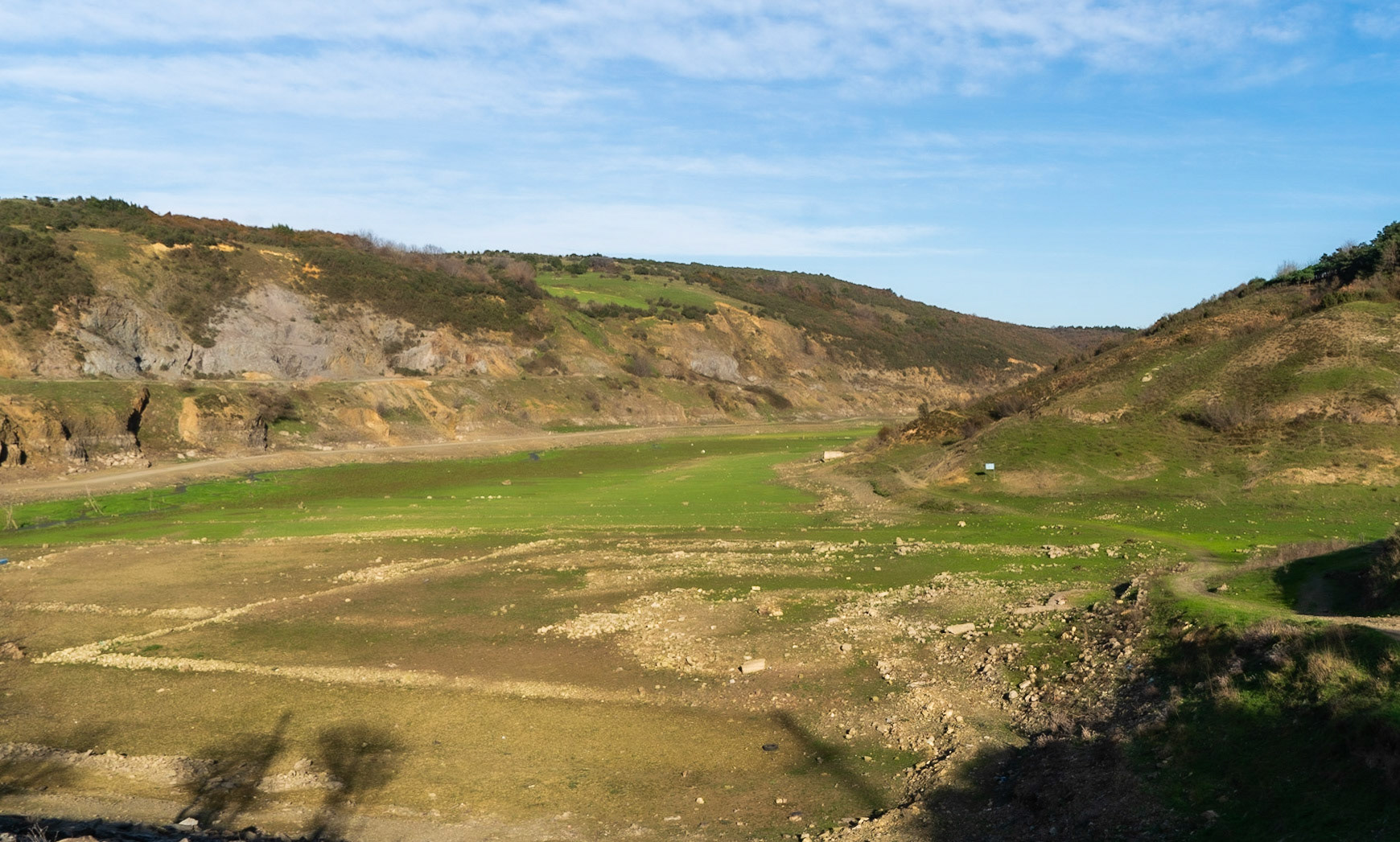 Şamlar: looking north from the village dam over the dry middle reservoir