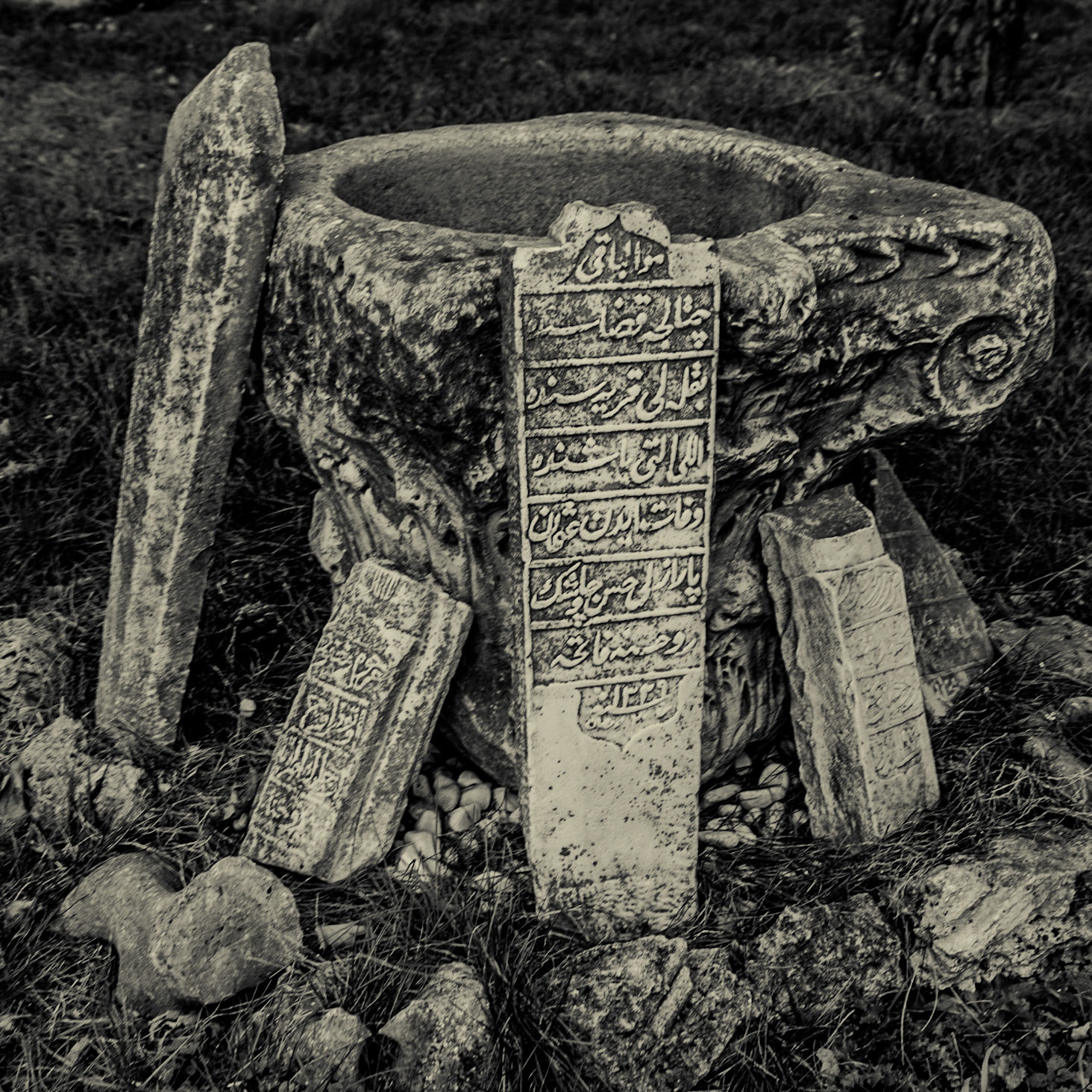 Baklalı: historical artefacts in the garden of the mosque