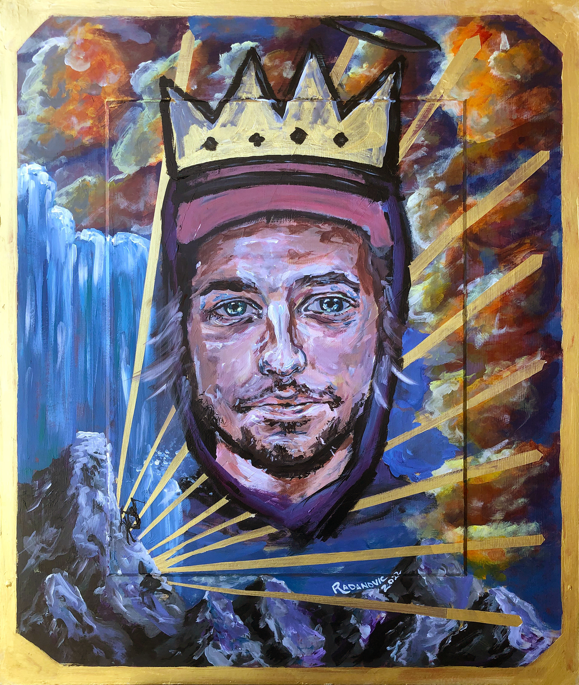 "Charles the First Memorium," 2022. Acrylic on recycled plywood.