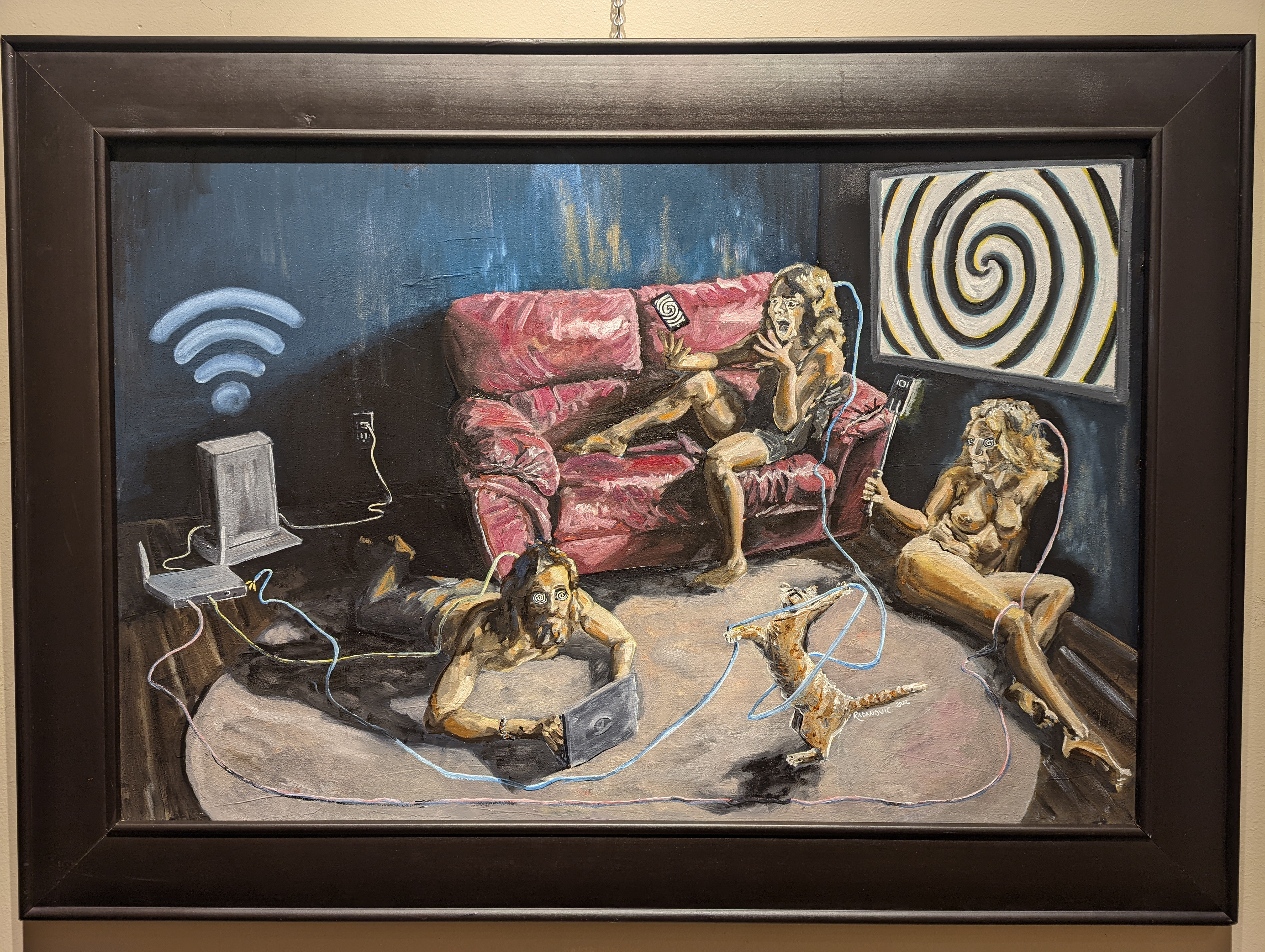 "UNPLUGGED," 2022. Oil on plywood.