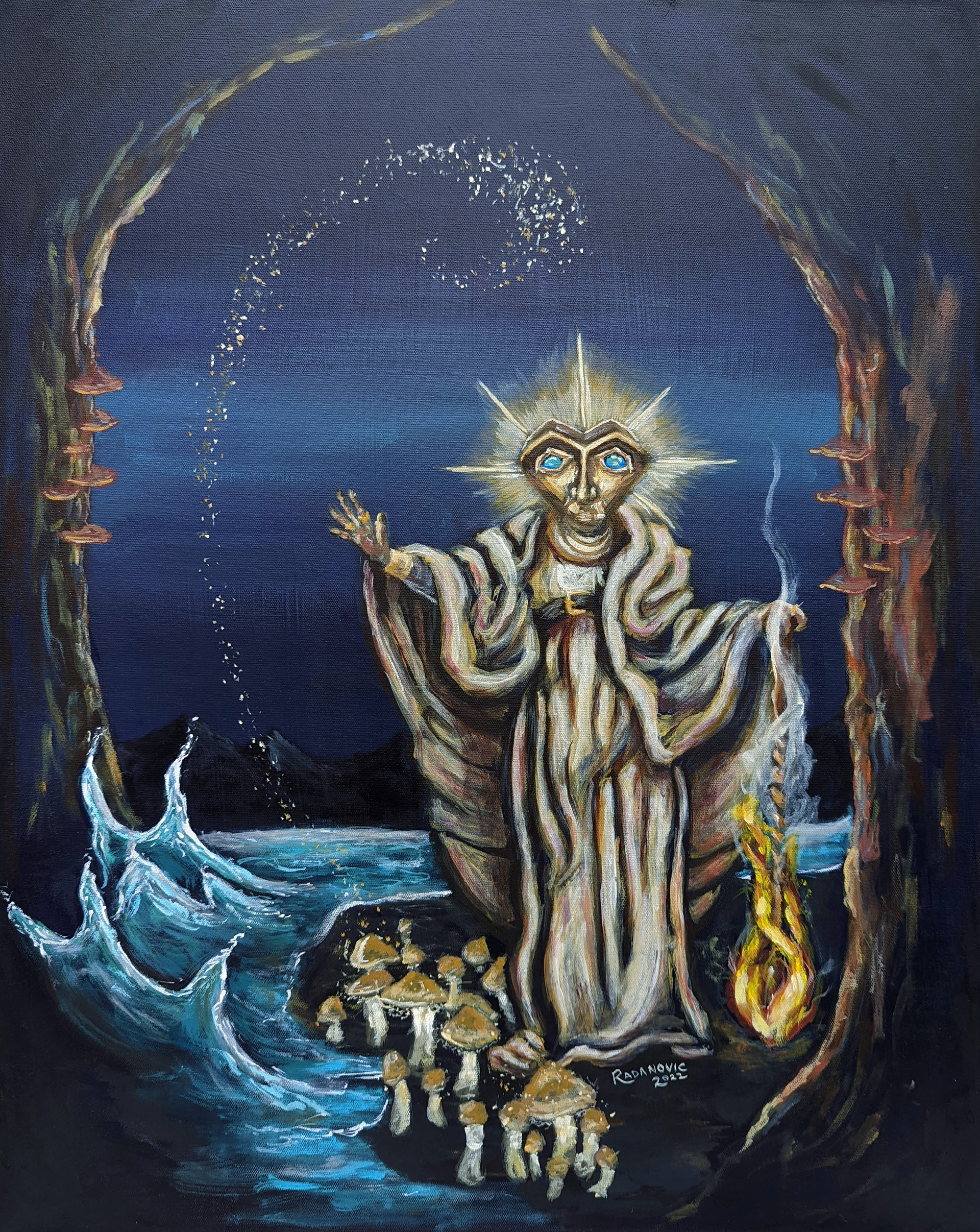 "Elemental Guardian," Elements Festival 2022. Acyrlic on canvas.