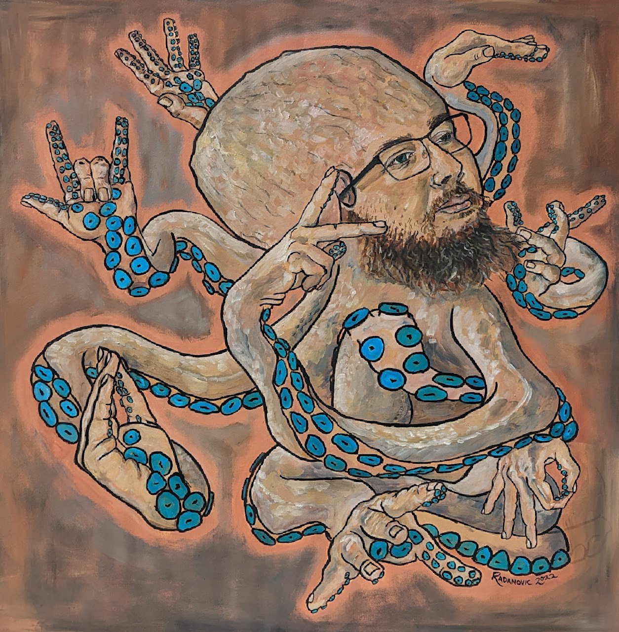 "Octogriff," 2022. Oil on primed paper.