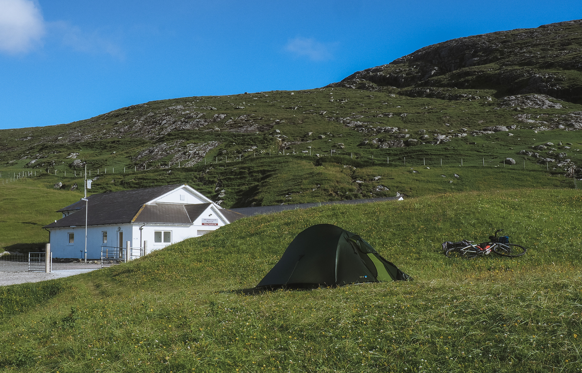 Campsite by Vatersay ‘Community Hall’.