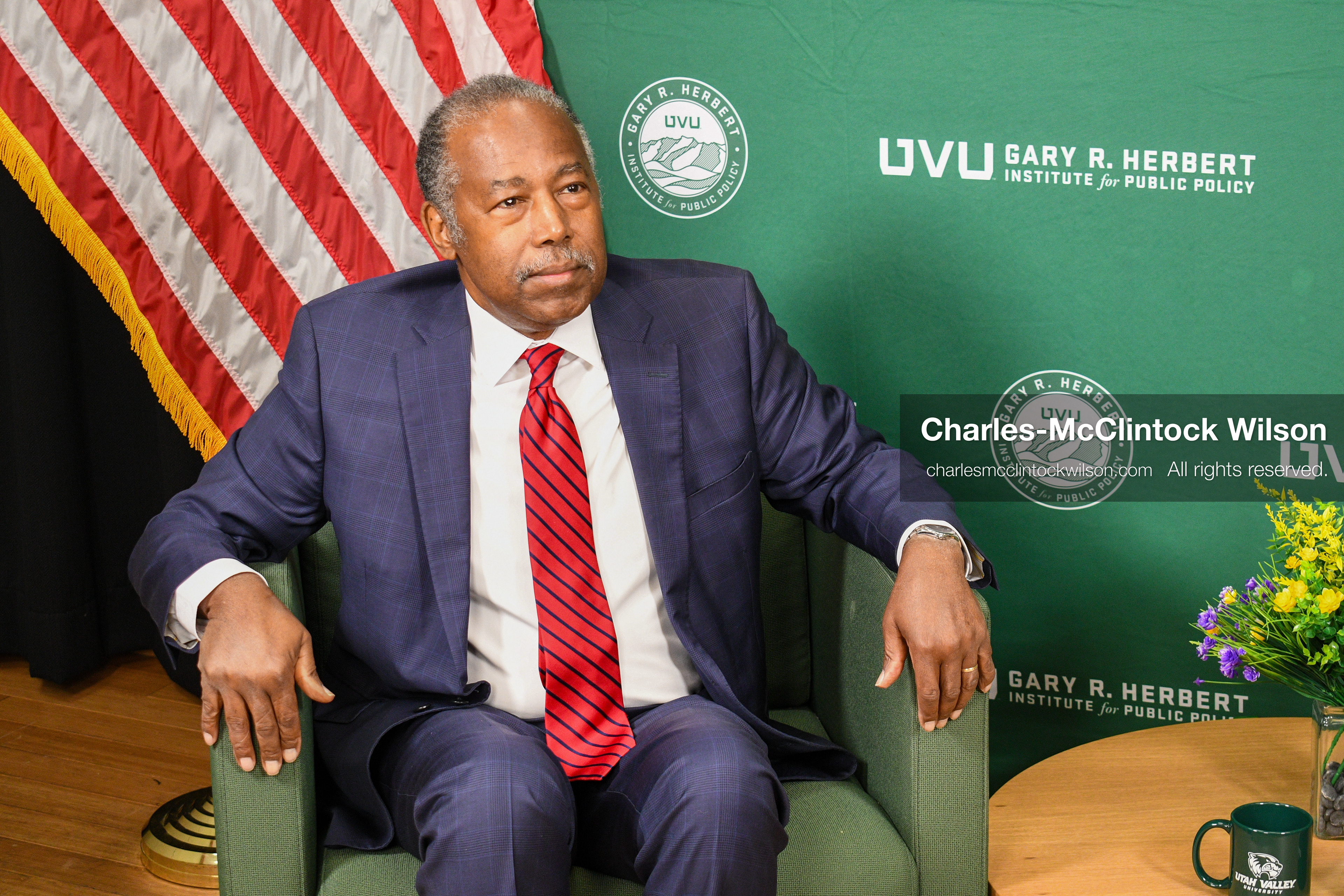 November 5, 2025, Orem, Utah, USA: Dr. Ben Carson, former U.S. Secretary of Housing and Urban Development and 2016 Republican presidential candidate, speaks with members of the press ahead of a public event hosted by the Gary R. Herbert Institute at Utah Valley University in Orem, Utah, on Nov. 5, 2025. (Credit Image: © Charles-McClintock Wilson/ZUMA Press Wire)