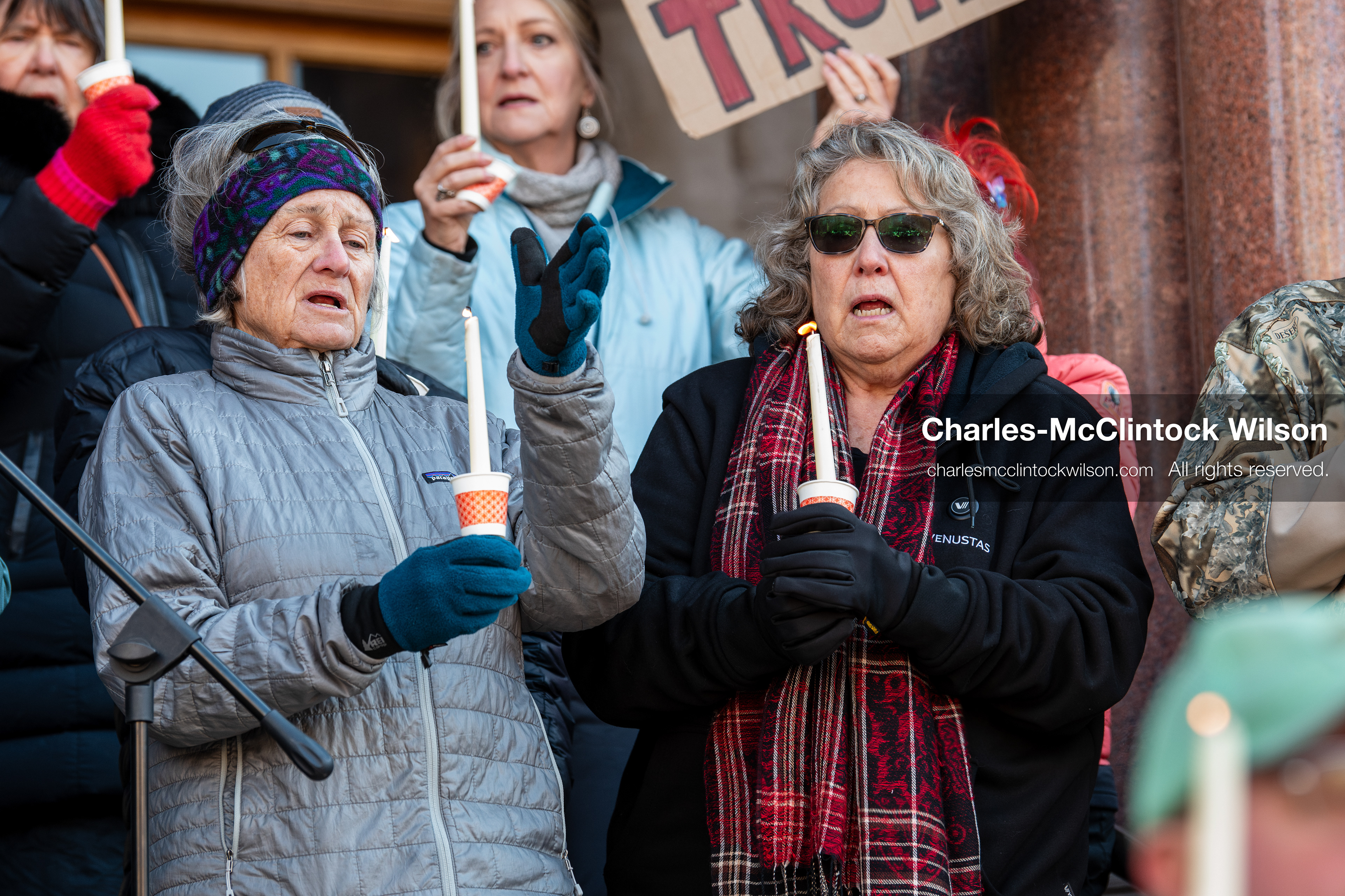 Salt Lake City, Utah, January 10, 2026: Participants hold candles during a vigil for Renee Nicole Good and other victims of ICE enforcement, part of the ICE Out for Good protest at Washington Square Park. (Credit Image: © Charles‑McClintock Wilson/ZUMA Press Wire)