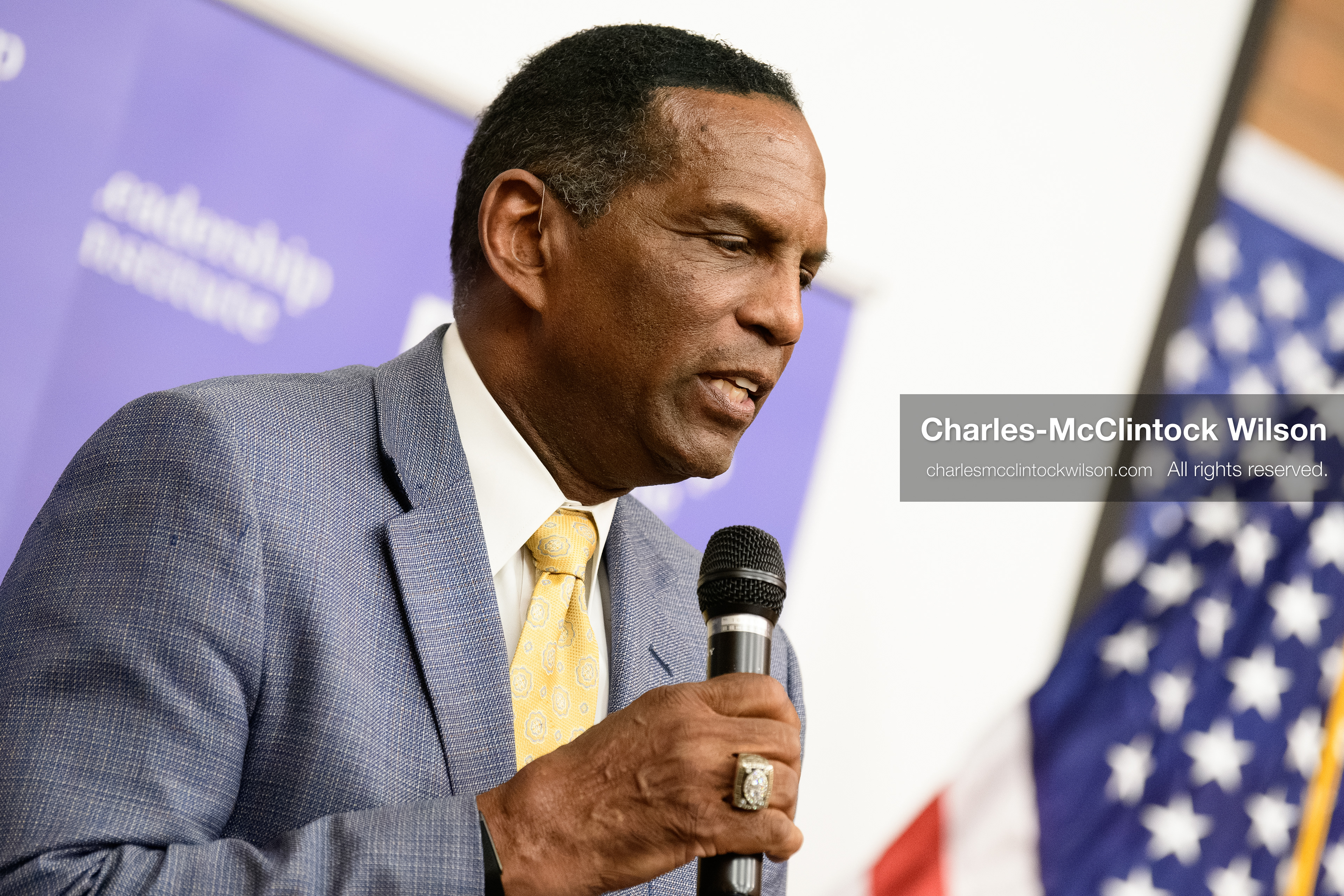 April 10, 2026, Salt Lake City, Utah, USA: U.S. Representative Burgess Owens, a Republican who represents Utah’s 4th Congressional District, speaks during a “Learing Tour” event headlined by YouTuber Nick Shirley and organized by the Utah Federation of College Republicans at the University of Utah. (Credit Image: © Charles‑McClintock Wilson/ZUMA Press Wire)