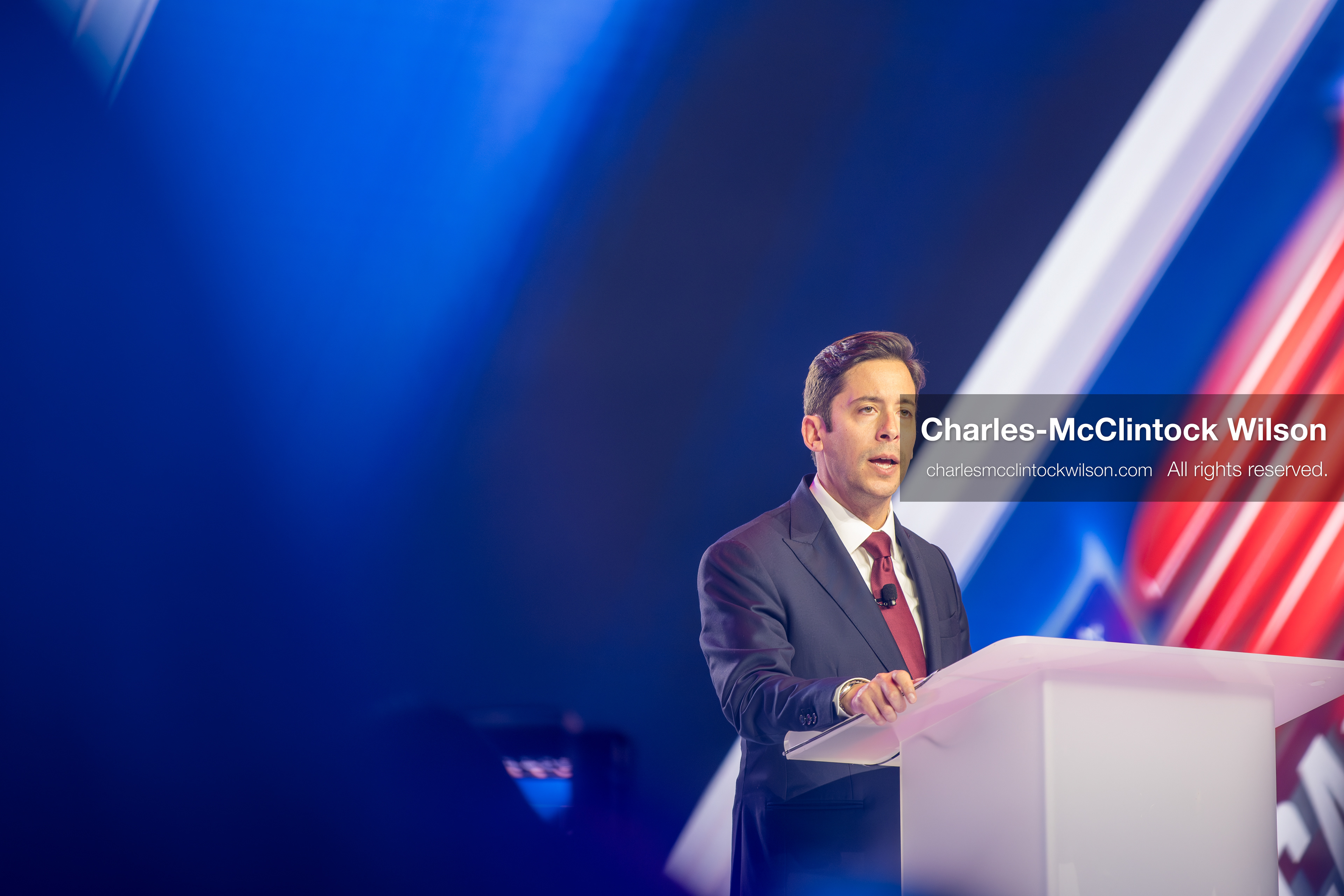 December 18, 2025, Phoenix, Arizona, USA: Michael Knowles speaks during Day One of Turning Point USA’s AmericaFest 2025 at the Phoenix Convention Center in Phoenix, Arizona.