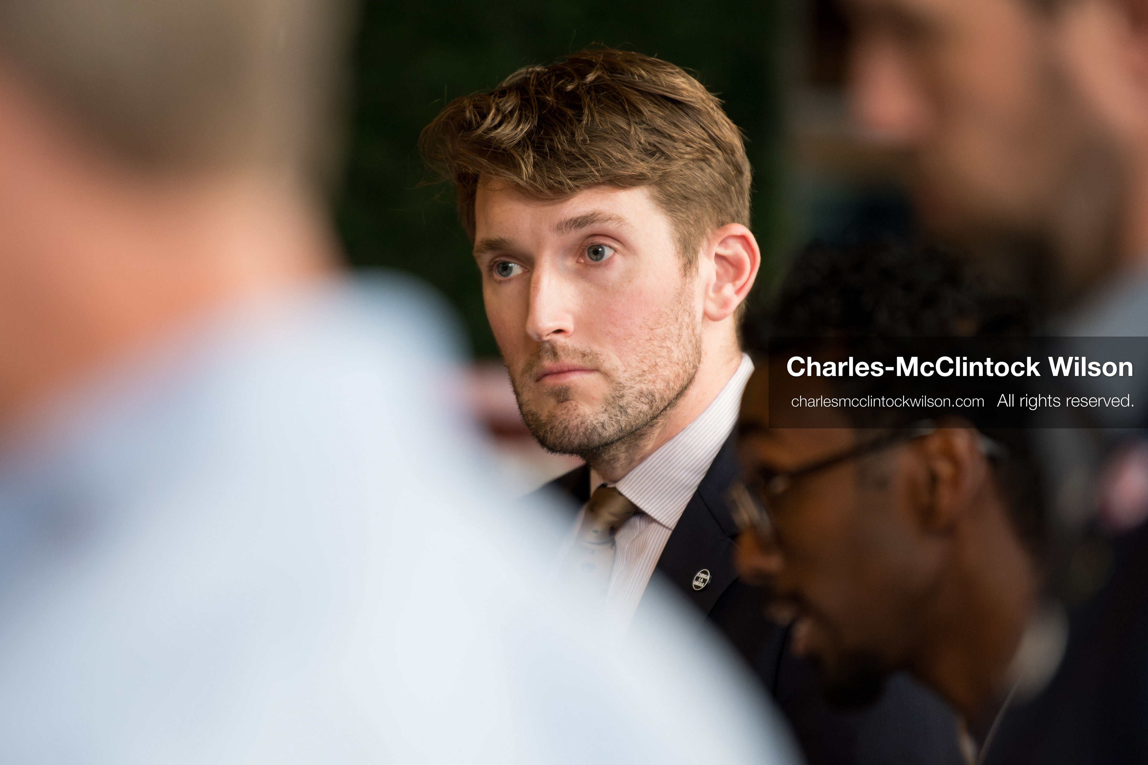 April 22, 2026, Salt Lake City, Utah, USA: Utah state senator NATE BLOUIN, a candidate for the Democratic nomination in the Utah 1st Congressional District, listens during the Earth Day 1st District Candidate Debate at Church and State Marketplace in Salt Lake City. The event, hosted by Stewardship Utah, brought together candidates to discuss environmental and policy issues ahead of the 2026 election. (Credit Image: © Charles-McClintock Wilson/ZUMA Press Wire)