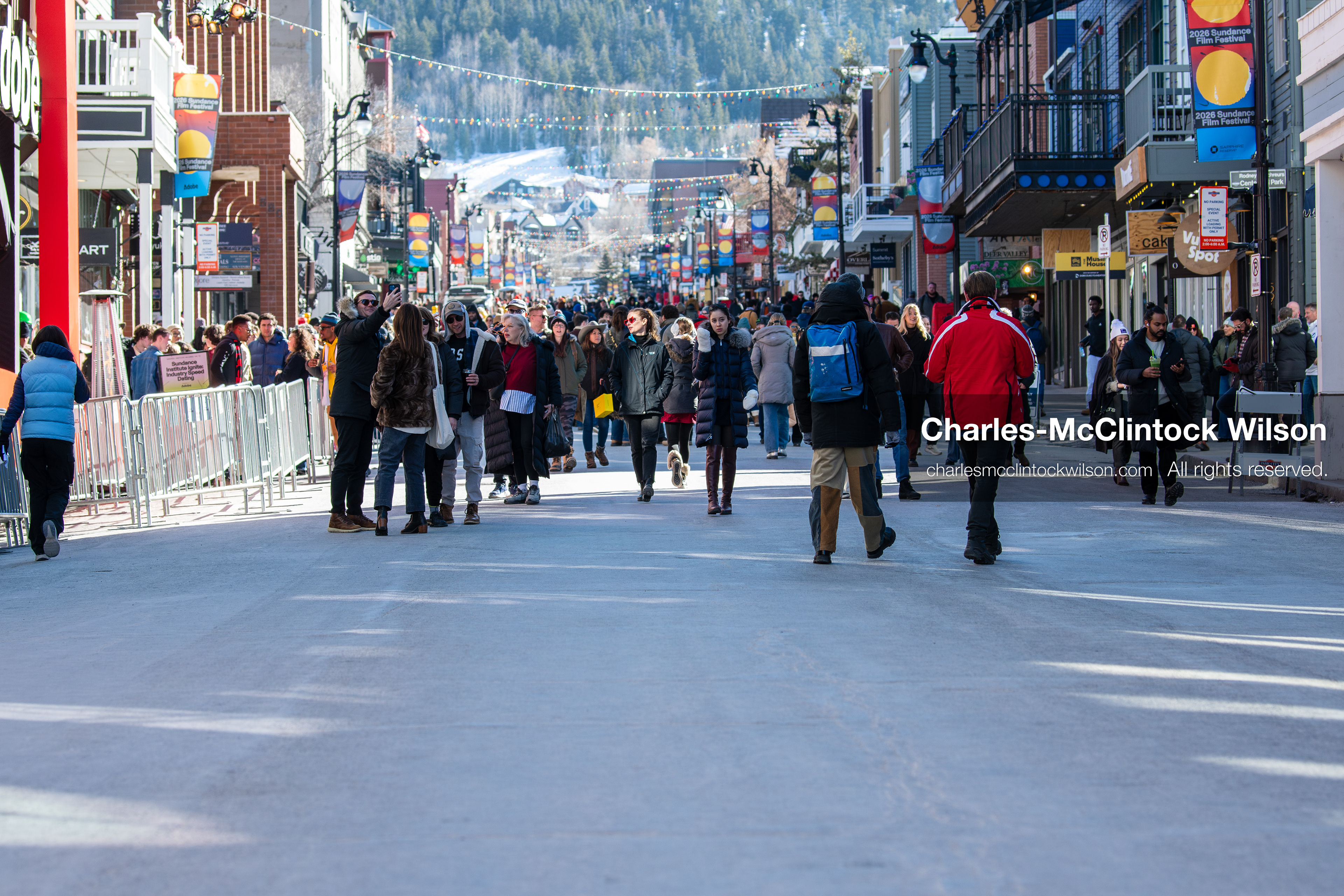  January 26, 2026, Park City, Utah, USA: Pedestrians walk along Main Street during the 2026 Sundance Film Festival in Park City, Utah, on Monday, Jan. 26, 2026. (Credit Image: © Charles McClintock Wilson/ZUMA Press Wire)